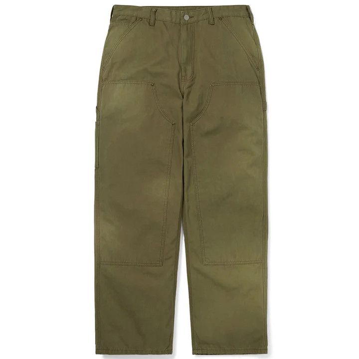 o1mle0925 Bleached Double Knee Pant in Khaki Green