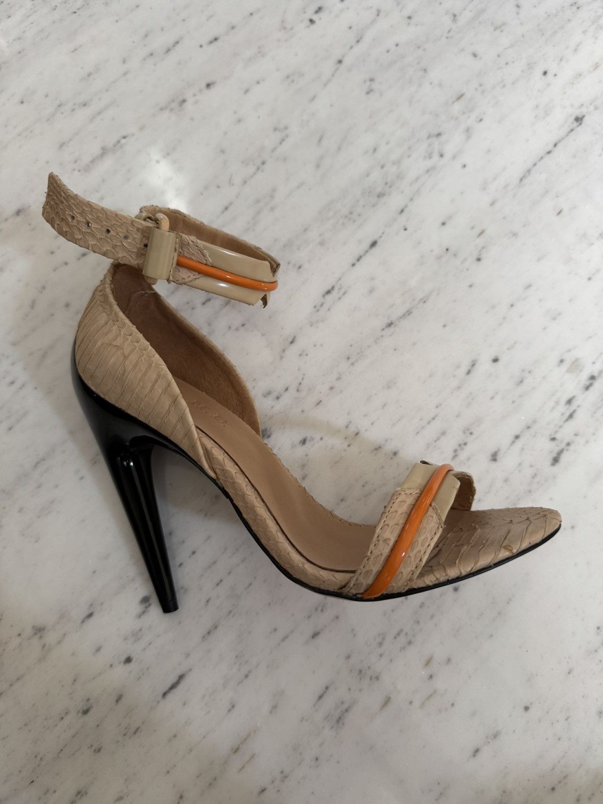 Designer × L.A.M.B. L.A.M.B leather beige and orange strap heels Size US 6.5 / IT 36.5 - 7 Thumbnail