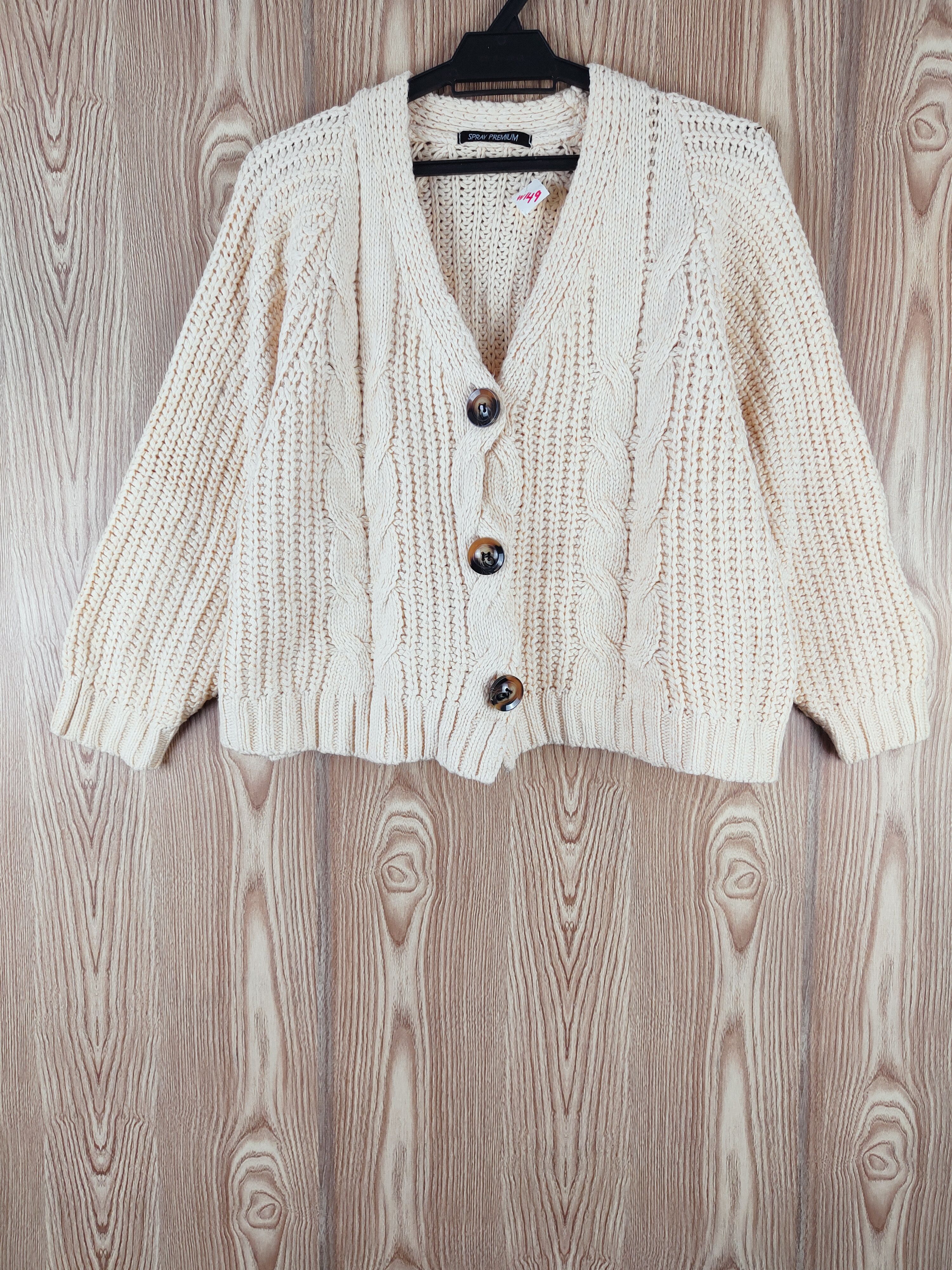 Japanese Brand Spray Premium Orange Knitwear Cardigan #W149 Size M / US 6-8 / IT 42-44 - 1 Thumbnail