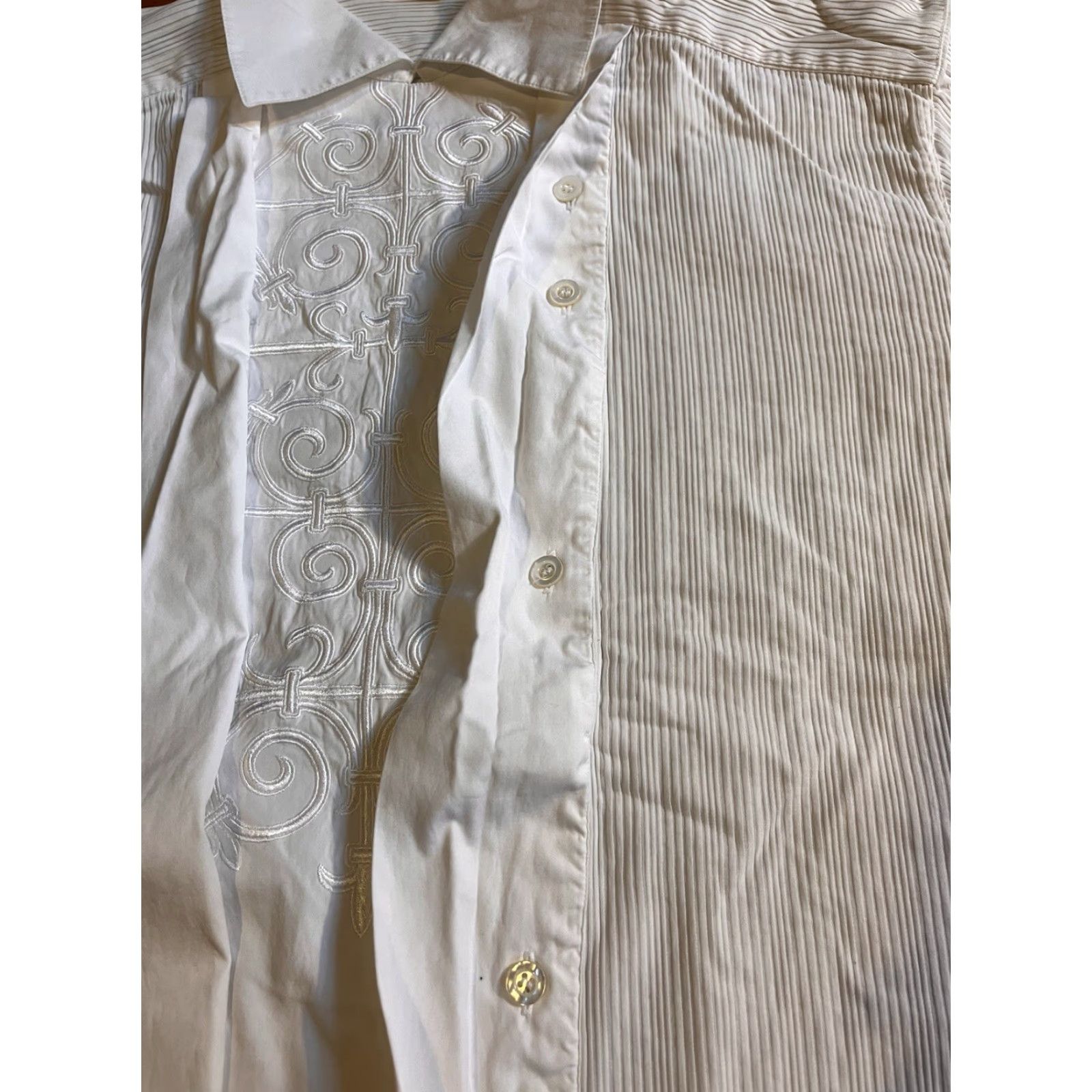 Escada VINTAGE Escada Blouse Women’s 42 White Ornate Ribbed Dressy Knit Button Collared 90s Designer Mens Women Girls Size M / US 6-8 / IT 42-44 - 5 Thumbnail