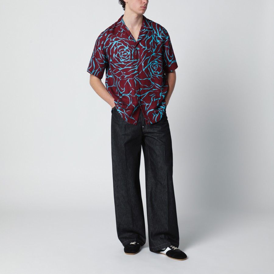 Dries Van Noten o1d2blof0226 Print Shirt in Burgundy Size US M / EU 48-50 / 2 - 2 Thumbnail