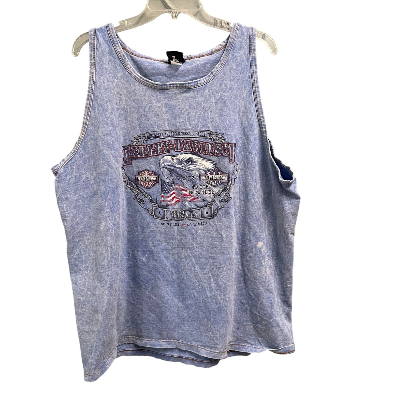 Harley Davidson VTG Harley Davidson Mens Tank XL American Flag Eagle Size US XL / EU 56 / 4 - 1 Thumbnail