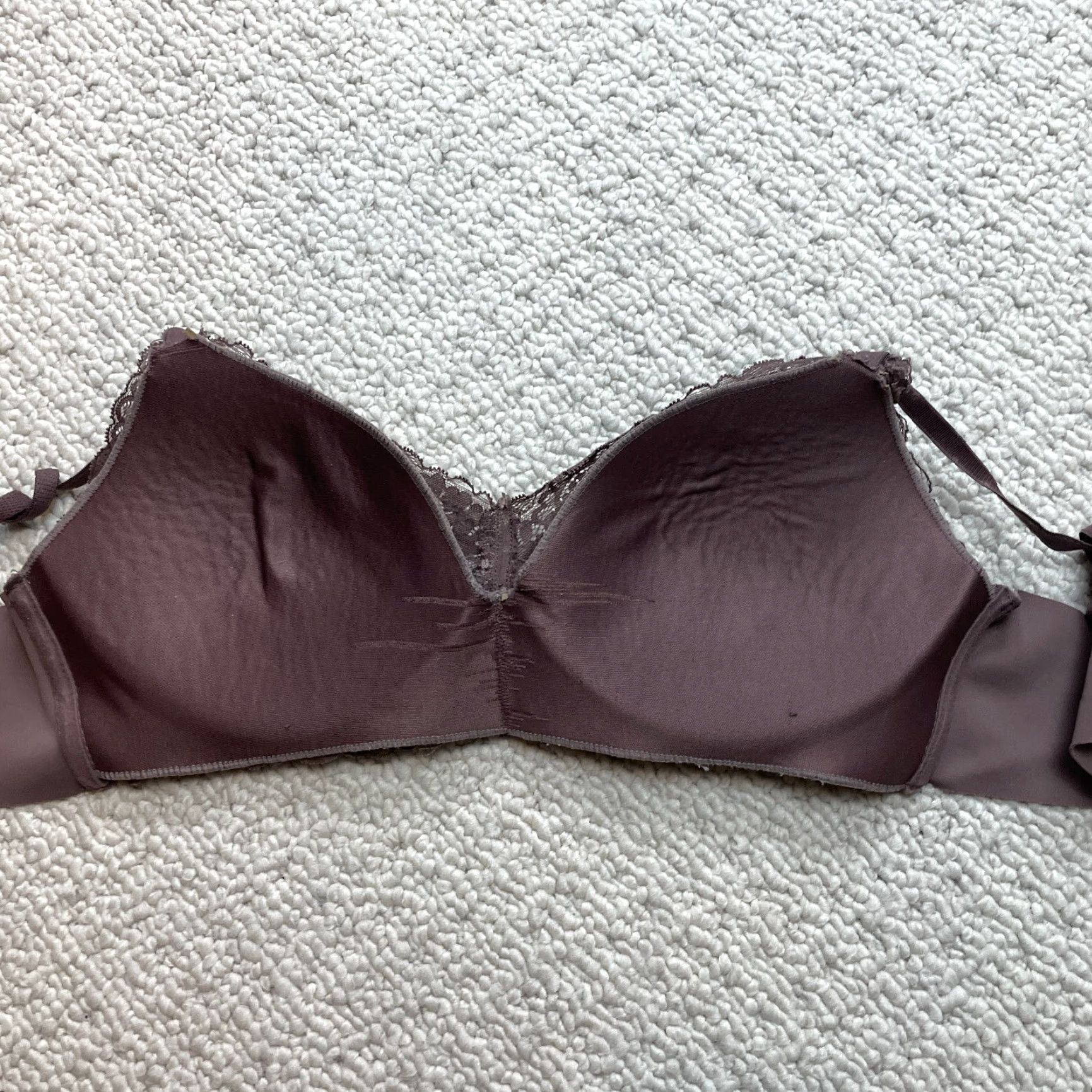 Vintage Danskin Bra Womens 38DD Full Cover Underwired Padded Lace Brown NYLON SPANDEX ELASTANE Regular Solid Cup DD Size ONE SIZE - 3 Thumbnail