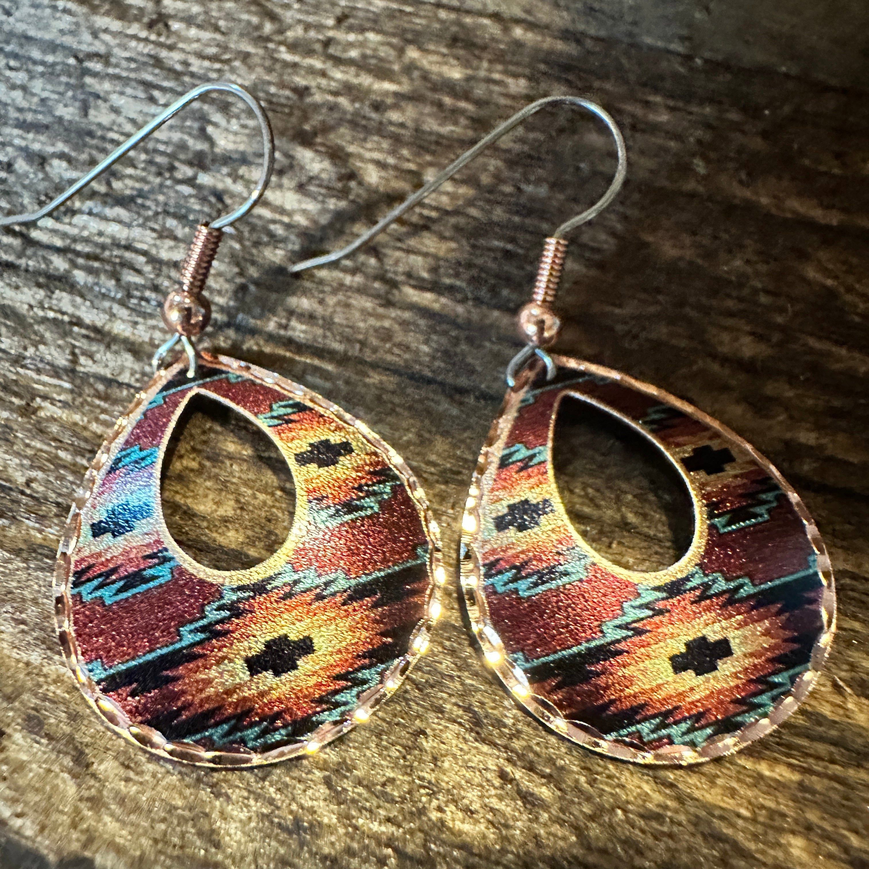 Other Handmade Boho Copper Earrings, Diamond Cut Southwestern Nati Size ONE SIZE - 9 Thumbnail