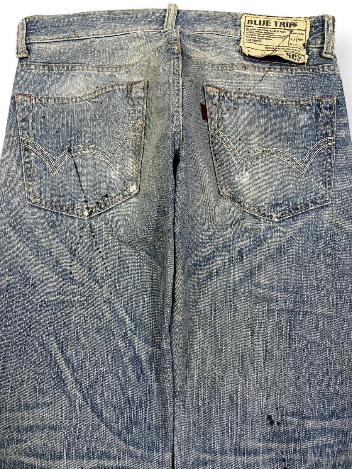 Edwin Edwin 503 Blue Trip Paint Splatter Distressed Grunge Jeans Size US 32 / EU 48 - 10 Thumbnail