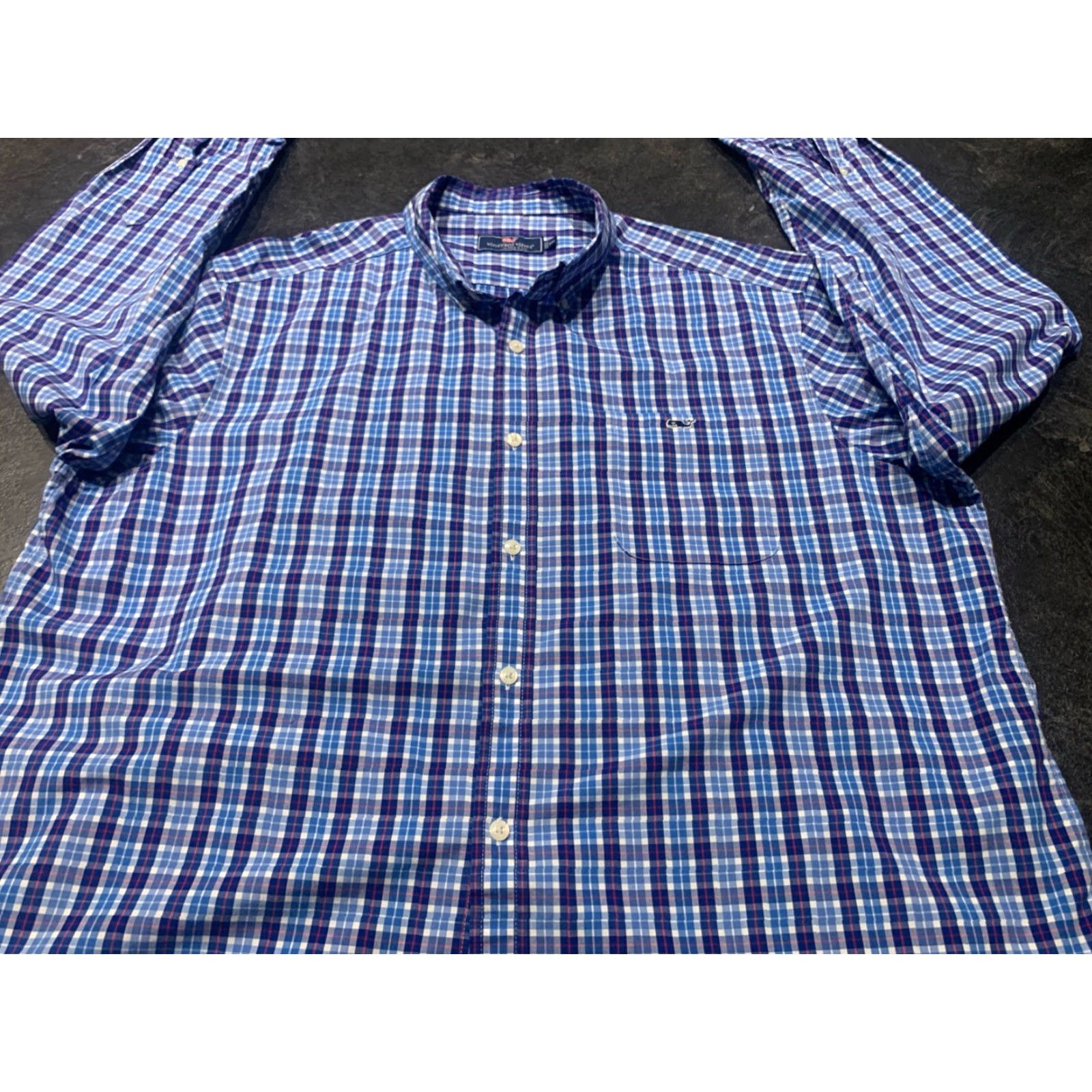 Vineyard Vines VINTAGE Vineyard Vines Murray Shirt Button-Down Men 2XL Long Sleeve Blue Plaid Classic Fit Size US XXL / EU 58 / 5 - 2 Thumbnail