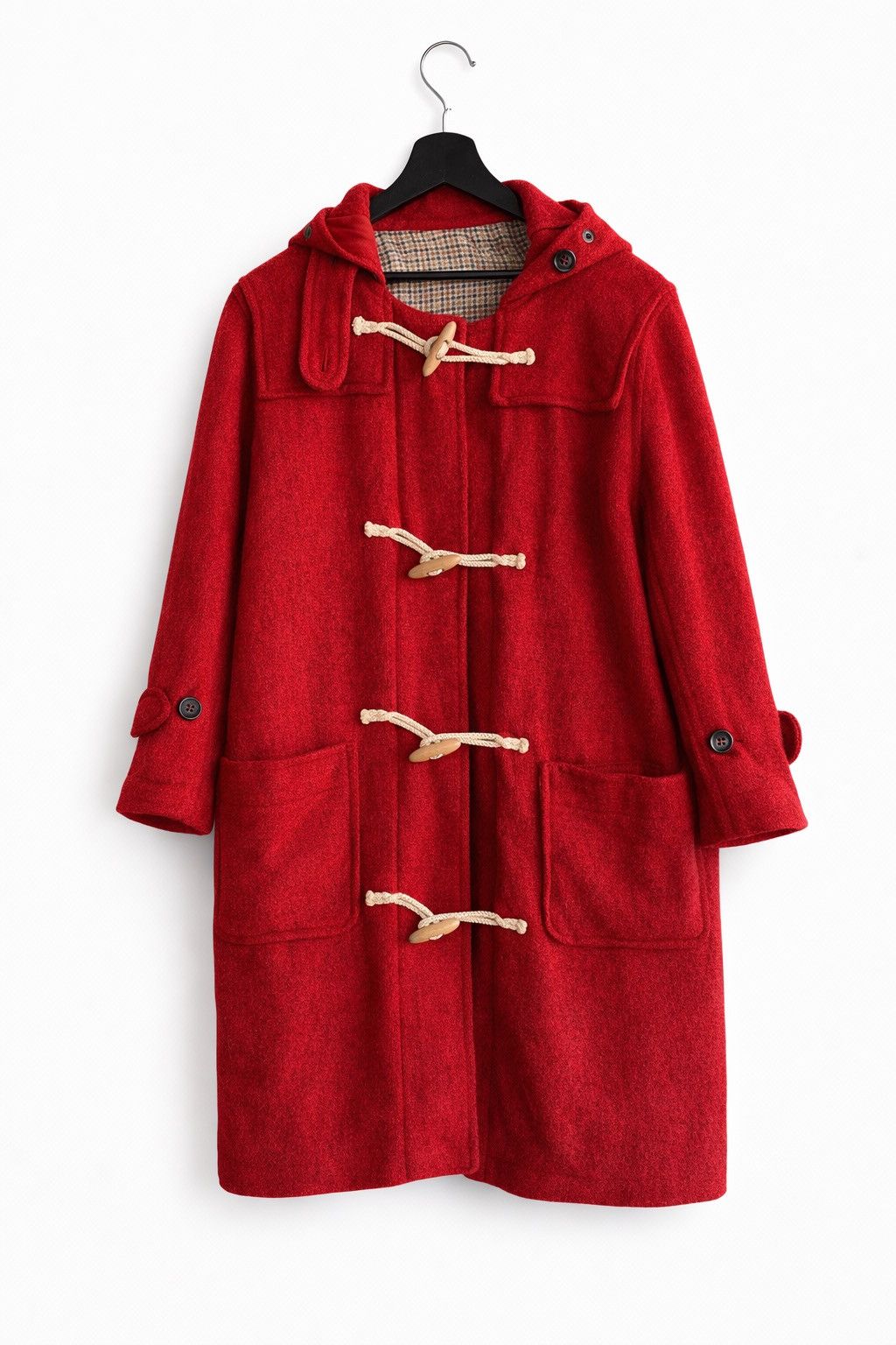 Vintage Pink House Red Wool Duffle Coat Classic Toggle Coat