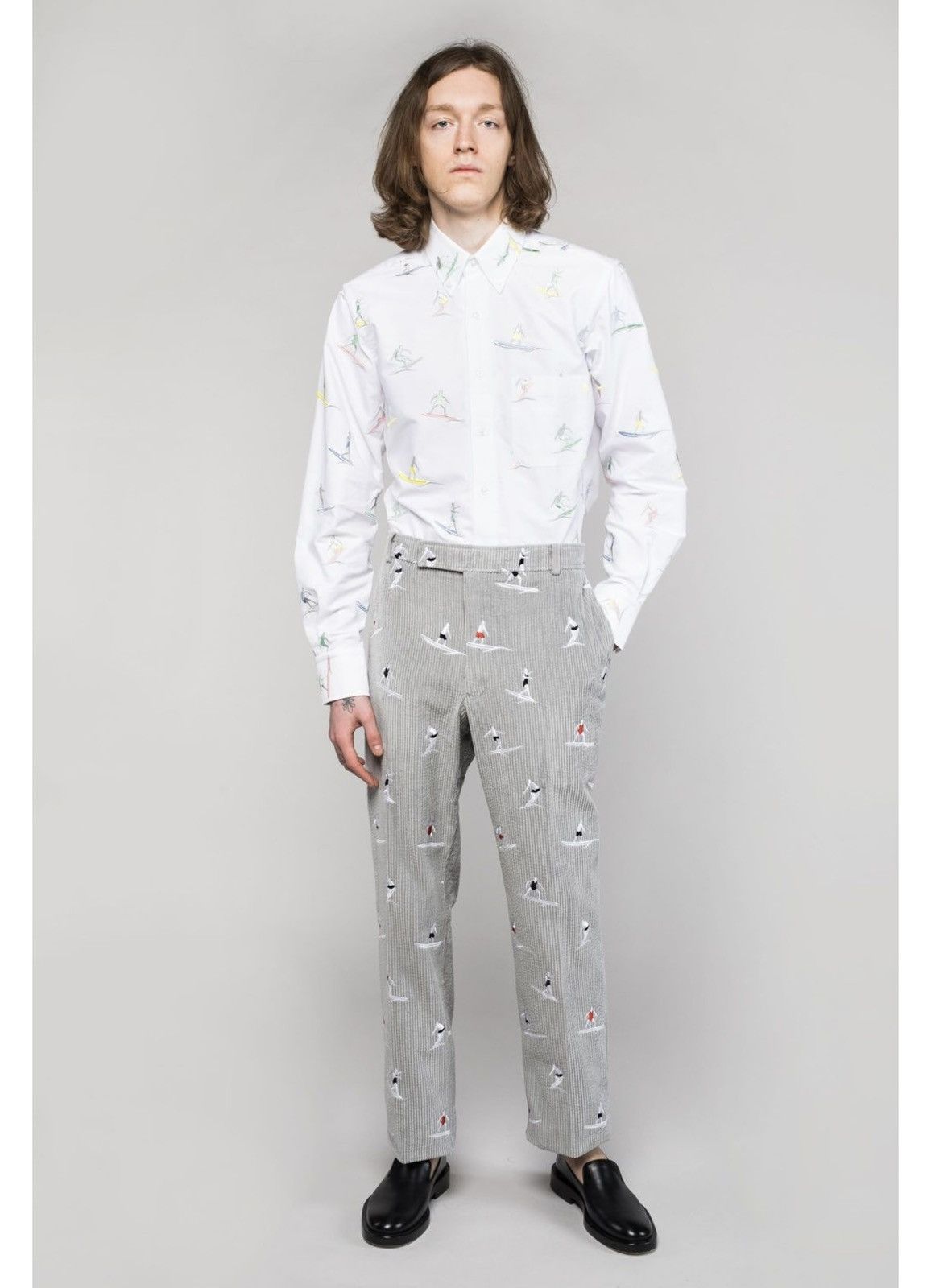 Thom Browne Last Size Thom Browne Corduroy Grey Surfing Print Pants Size US 36 / EU 52 - 3 Thumbnail