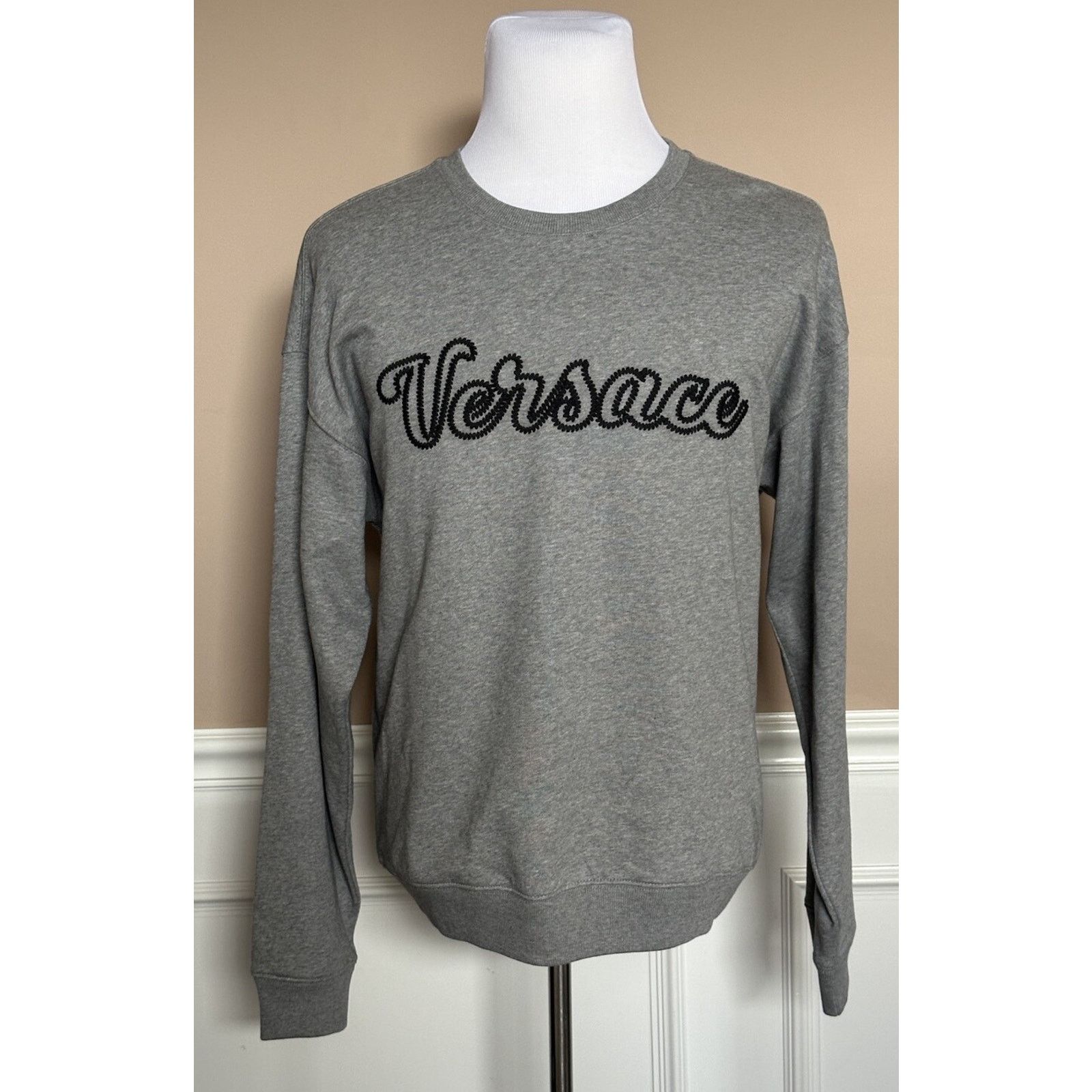 Versace Versace Embroidered Men's Sweatshirt Fleece Gray XS 1014426 Size US XS / EU 42 / 0 - 1 Thumbnail
