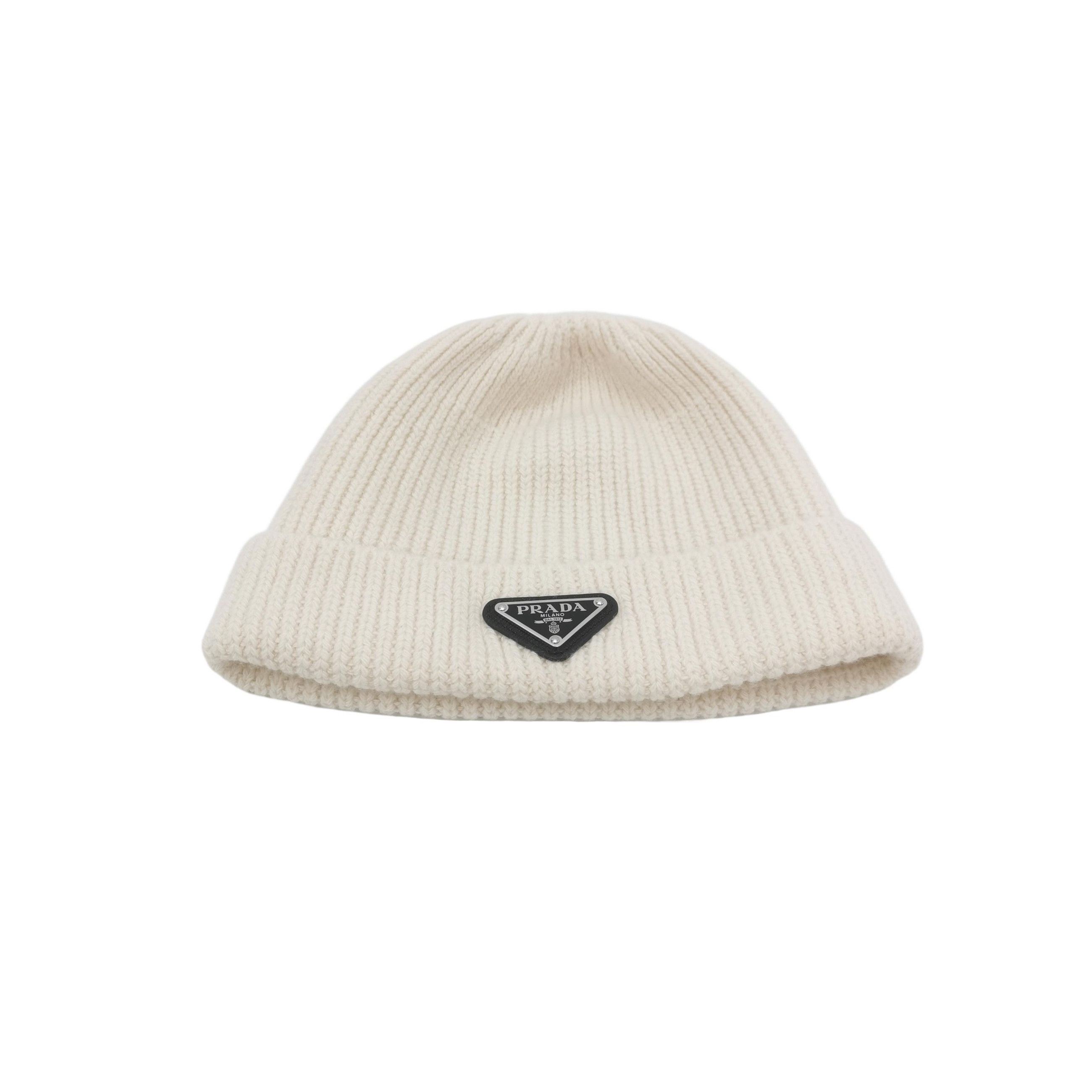 Prada Prada Triangle Logo Wool Cashmere Beanie Size L Size ONE SIZE - 1 Thumbnail