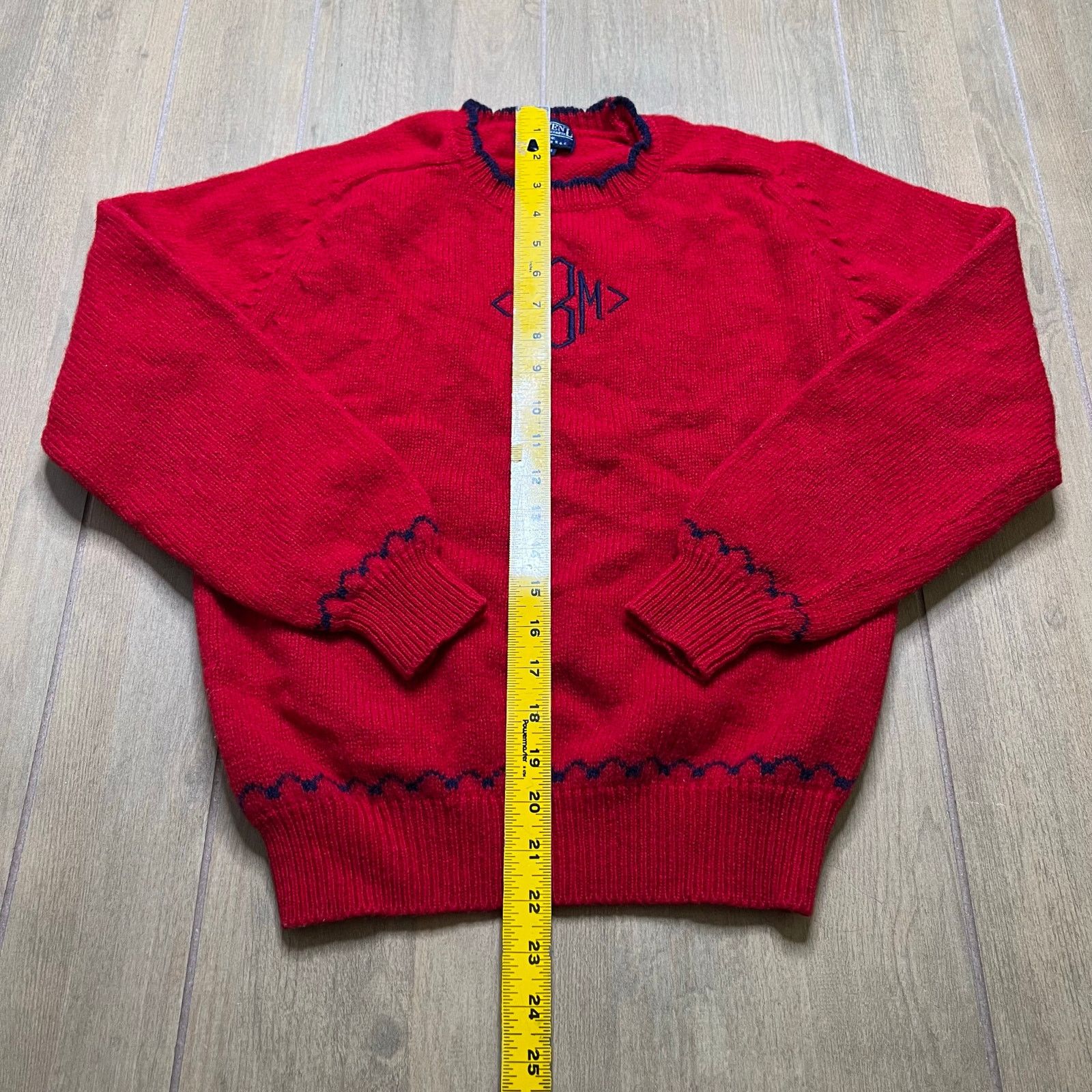 Vintage Vintage Lands’ End Red Wool Sweater Womens M Monogram CBM Size M / US 6-8 / IT 42-44 - 7 Thumbnail