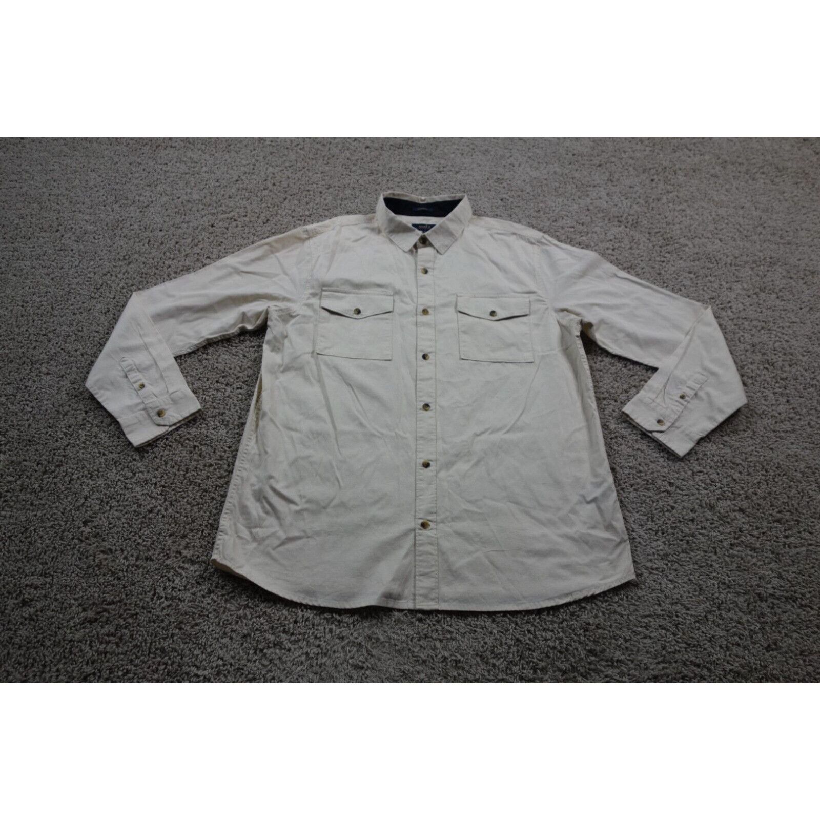 Roark Roark Revival Shirt Mens XL Beige Button Up Pockets Classic Long ...