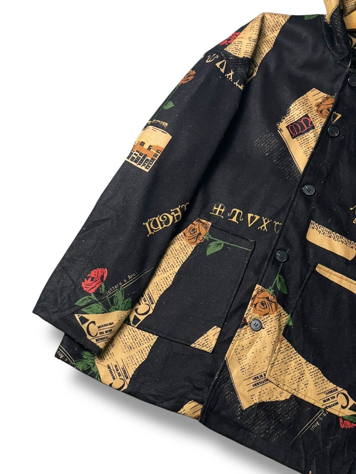 Japanese Brand × Vintage Japanese Brand Newspaper Graphic Hooded Jacket (107) Size US XXL / EU 58 / 5 - 4 Thumbnail