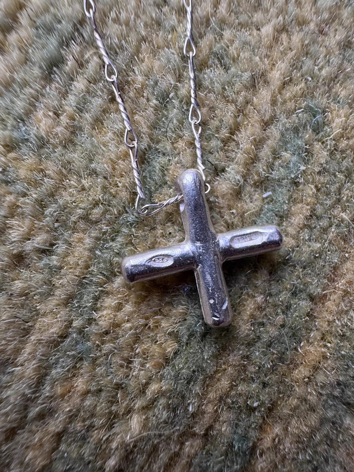 Ma+ m.a+ Silver Cross Necklace AC80/C5 Ultra Thin Bamboo Chain Size ONE SIZE - 4 Thumbnail