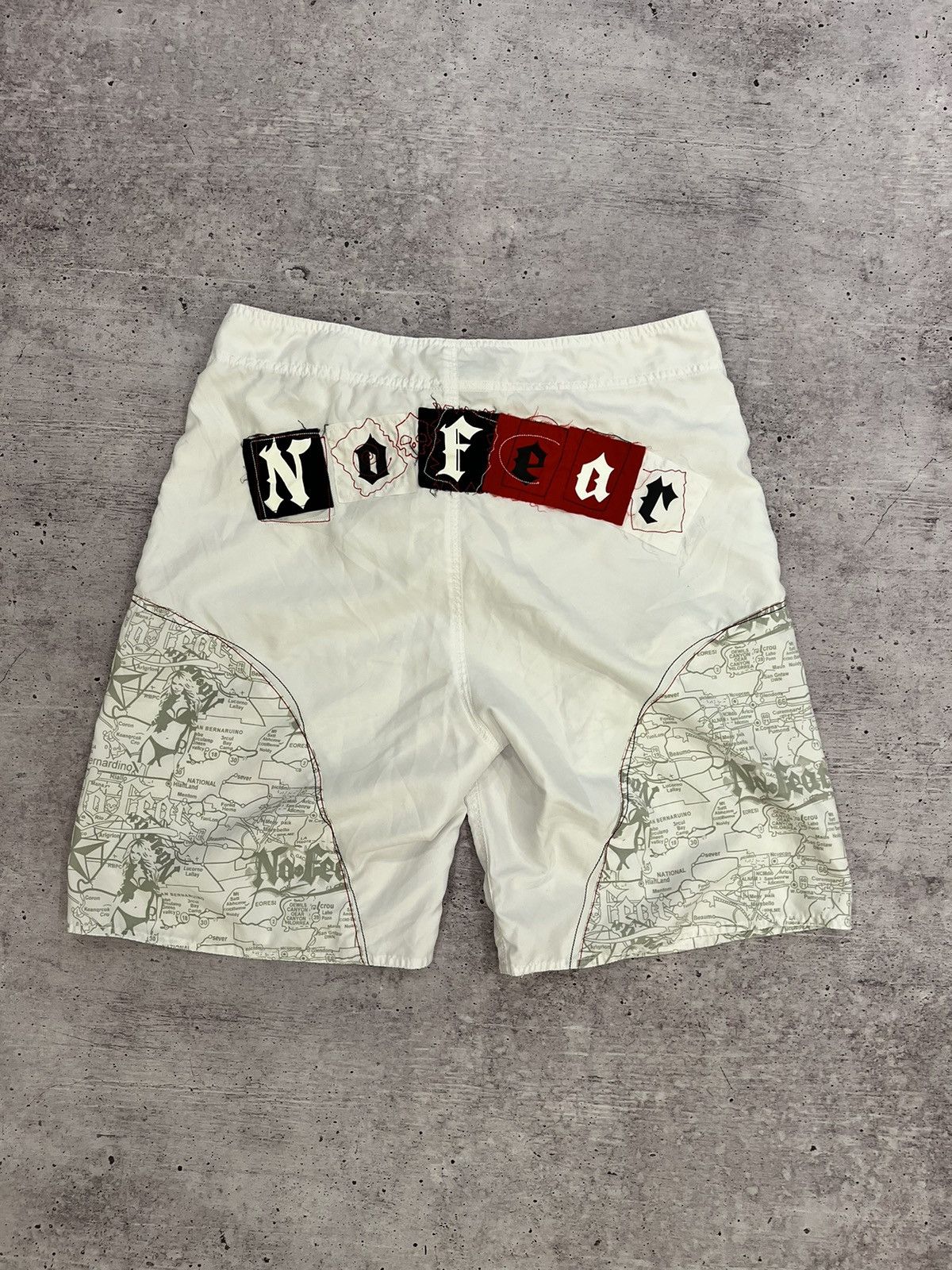 Pre-owned No Fear X Vintage No Fear 00s Vintage Big Logo Board Shorts In White