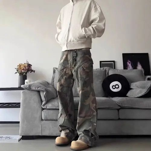 VIBE Camo Cargo Wide Stacked Flare Pants Size US 30 / EU 46 - 8 Thumbnail