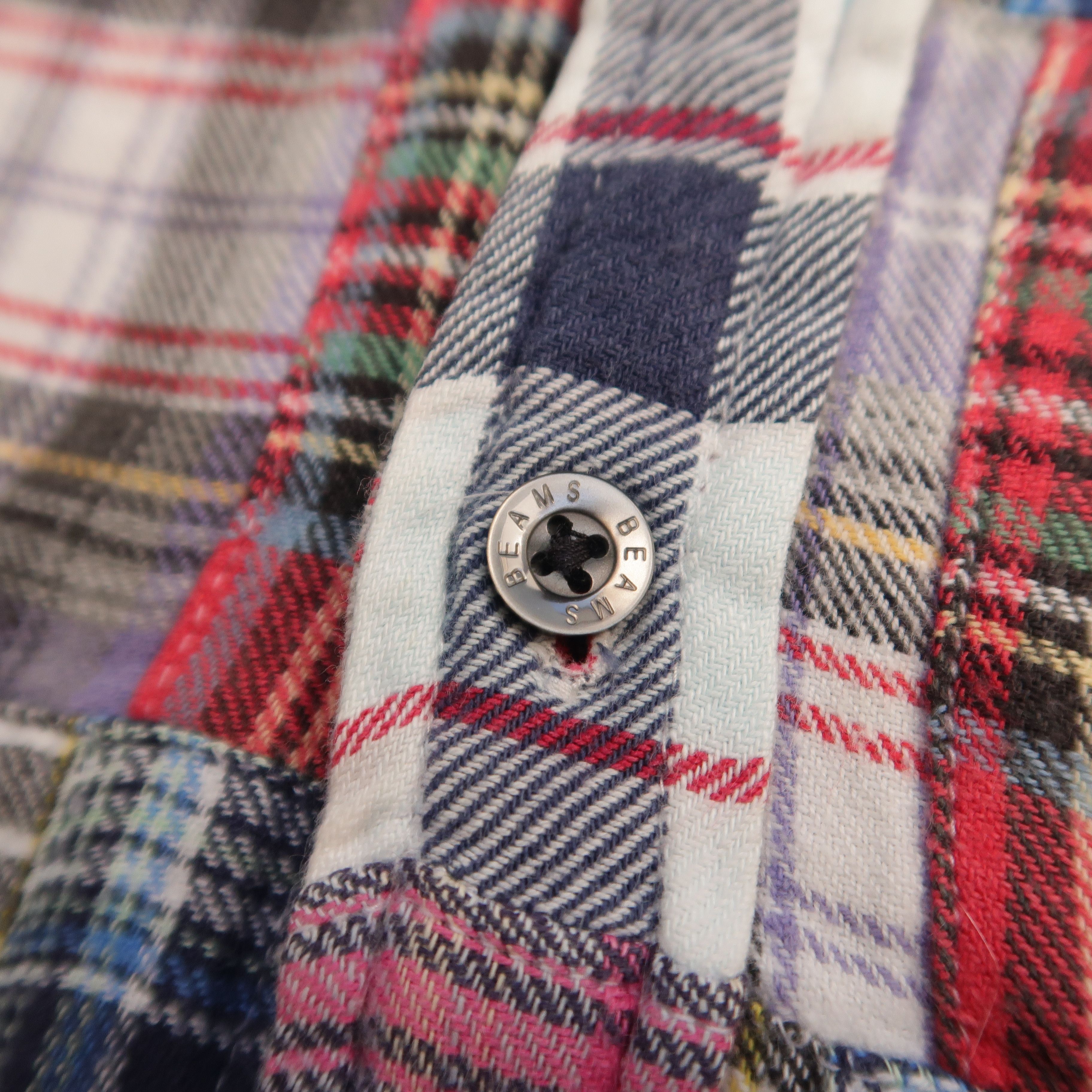 Beams Plus 1990s Beams Kingdom Patchwork Rebuild Shirt Flannel Needles Size US L / EU 52-54 / 3 - 6 Thumbnail