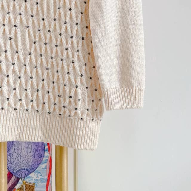 Dior Dior Beige rhinestone knitted sweater Size XXS / US 00 / IT 34 - 4 Thumbnail