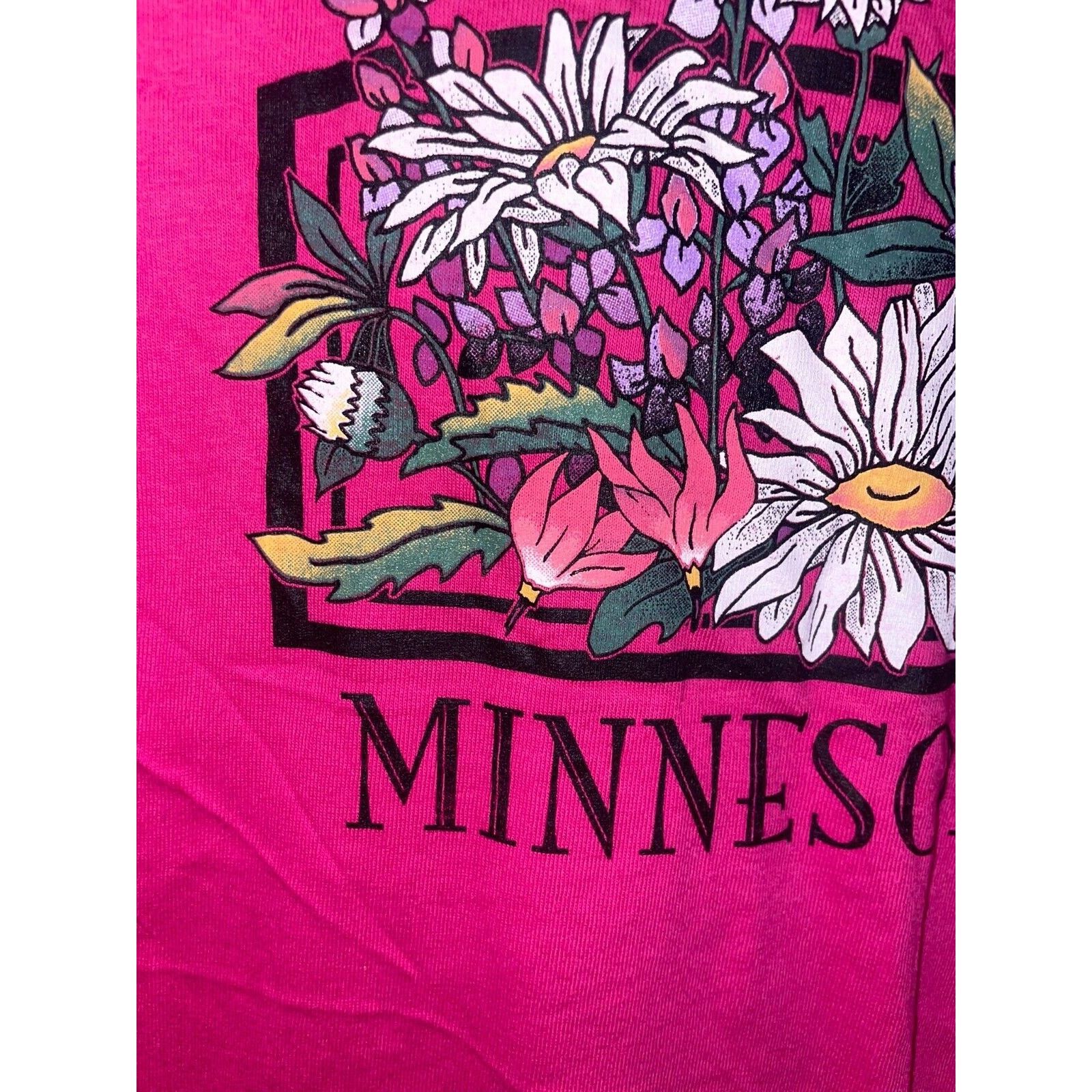 Anvil Vintage Minnesota Wildflower Shirt Flower Pink Tee 90s VTG X Size US XL / EU 56 / 4 - 4 Thumbnail