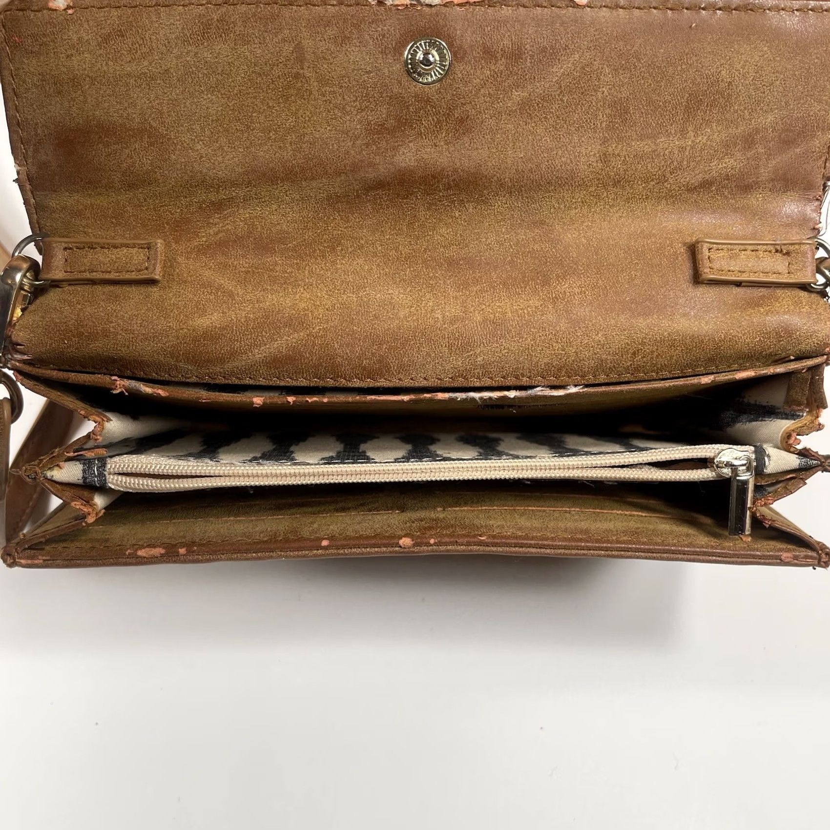 Vintage Unbranded Leather Travel Zipper Card Holder Shoulder Strap Wallet Crossbody Size ONE SIZE - 3 Thumbnail