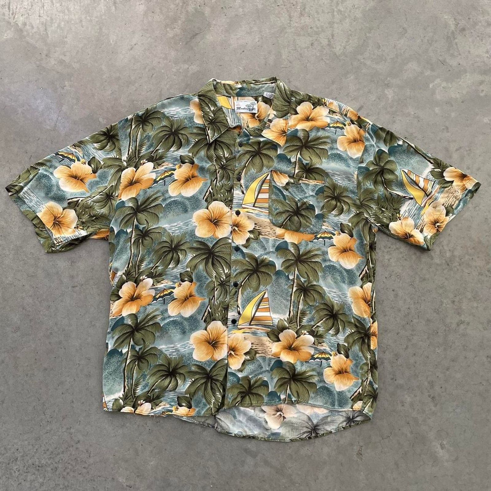 Vintage Vintage Green Floral Hawaiian Shirt Size US XXL / EU 58 / 5 - 1 Thumbnail