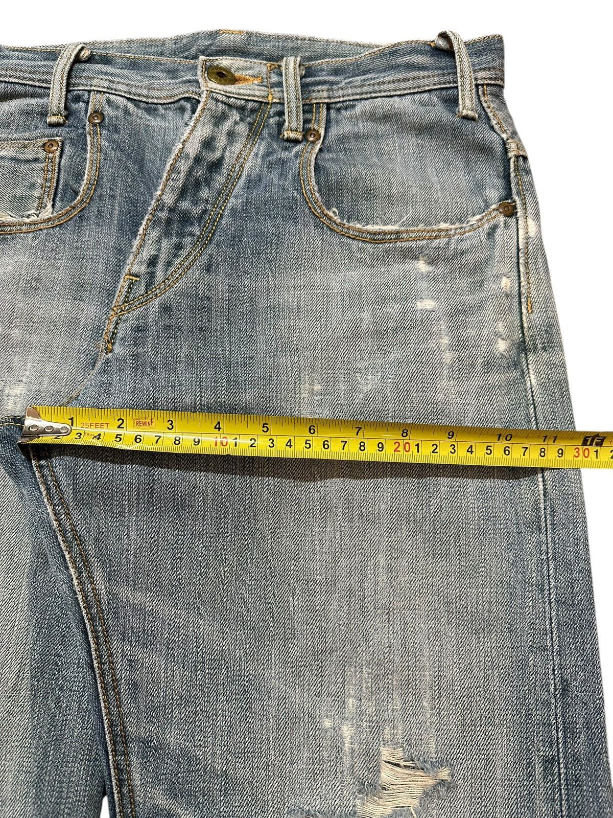 Lee Vintage Lee Buckle Style Faded Wash Distressed Baggy Jeans Size US 30 / EU 46 - 14 Thumbnail