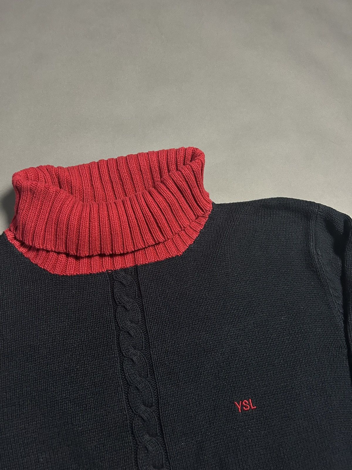 Saint Laurent Paris YSL sweater turtleneck black red Saint Laurent Jeans Size US XL / EU 56 / 4 - 2 Thumbnail