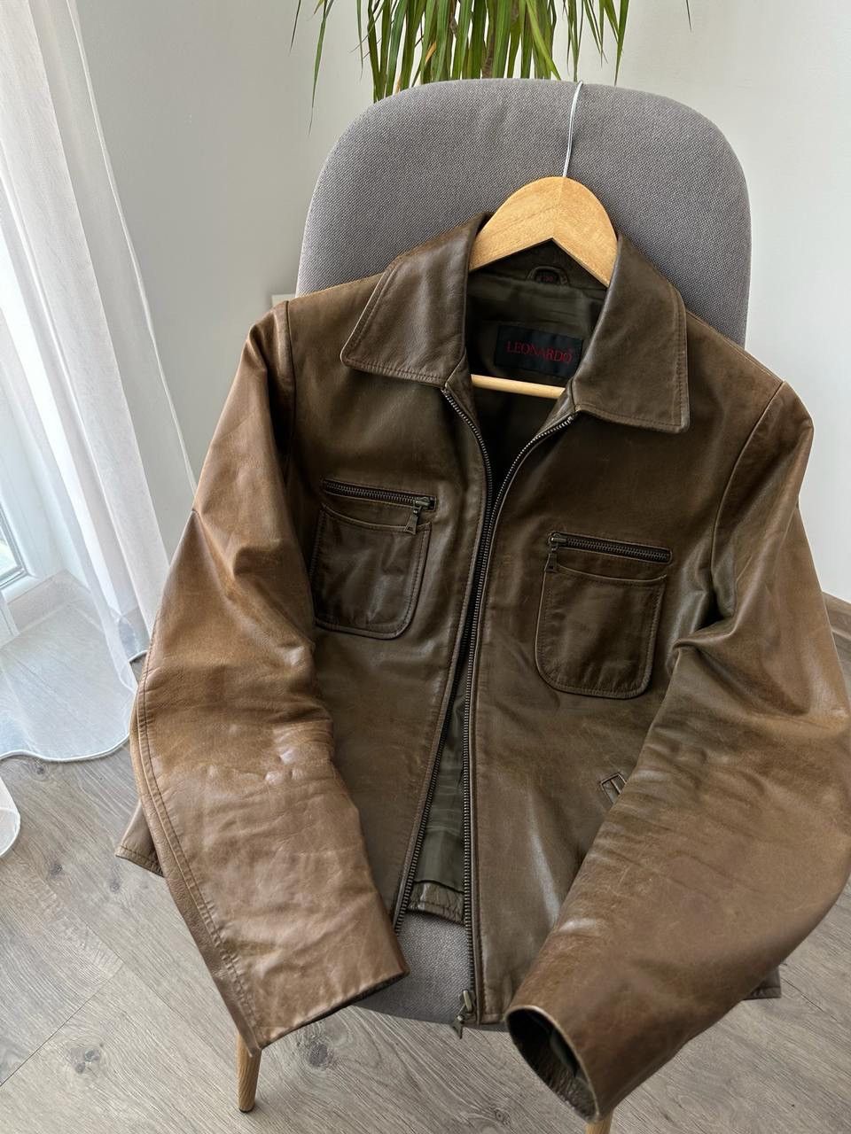 Genuine Leather × Japanese Brand × Vintage Vintage Genuine Leather Leonardo Brown Jacket Size US S / EU 44-46 / 1 - 10 Thumbnail