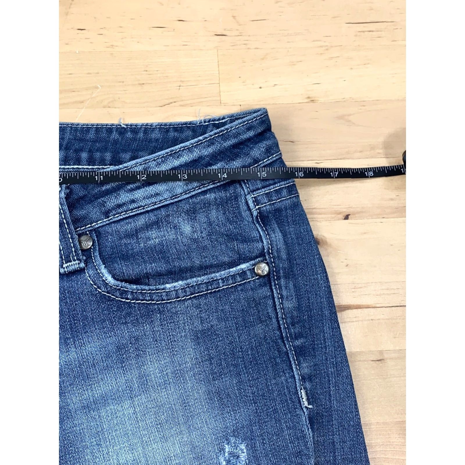 Vintage VIGOSS Womens Skinny Jeans Size 5/6 Blue Distressed Casual Jeans 5027 Size 27" / US 4 / IT 40 - 7 Thumbnail