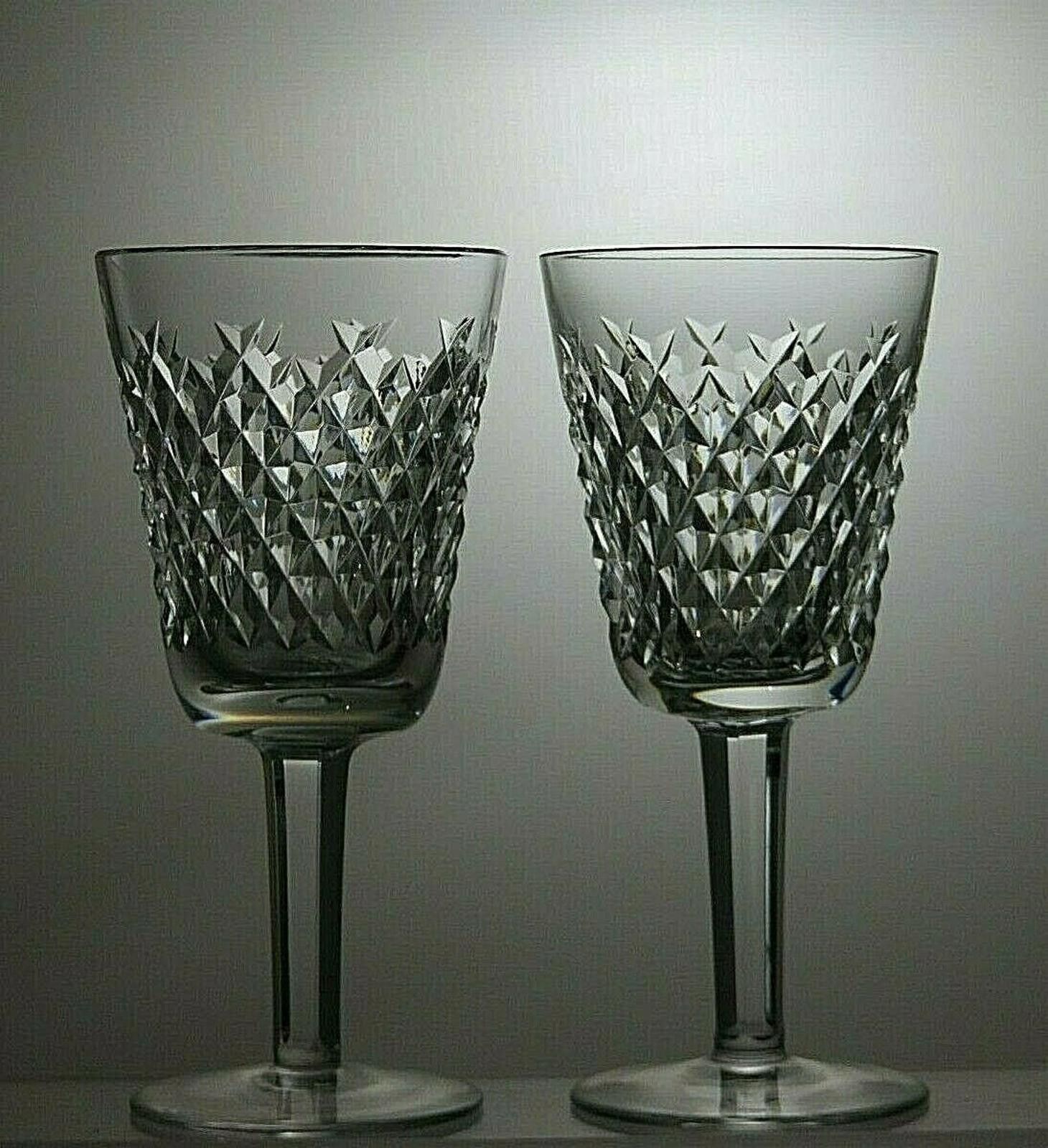 Other Pair Waterford Crystal Alana Cut Wine Glasses Signed 5 1/2" Size ONE SIZE - 2 Thumbnail