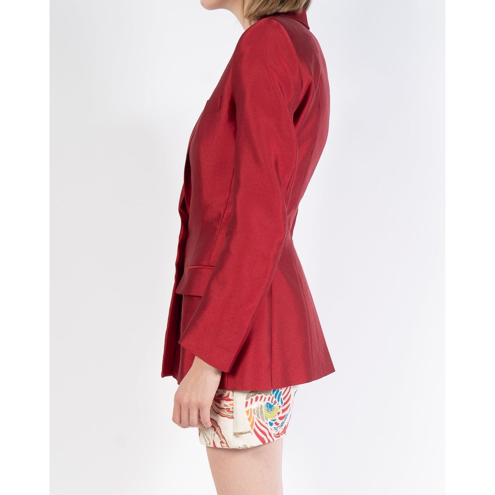 Haider Ackermann SS18 Hourglass Blazer in Red Silk Size S / US 4 / IT 40 - 6 Thumbnail