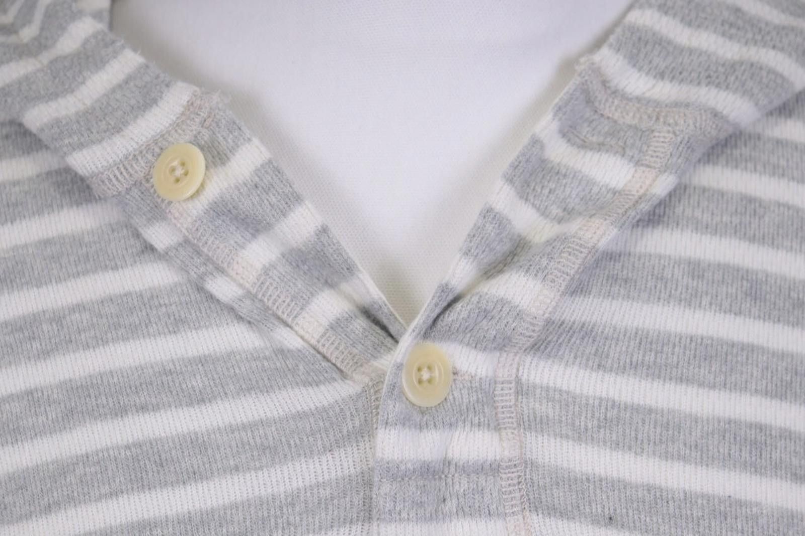 J.Crew J.Crew Gray Striped Henley Knit Hooded Sweater Size M Size US M / EU 48-50 / 2 - 3 Thumbnail
