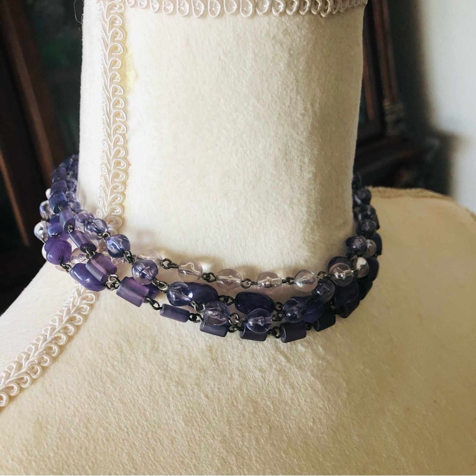 Jewelry Triple strand beaded chain choker necklace Size ONE SIZE - 3 Thumbnail