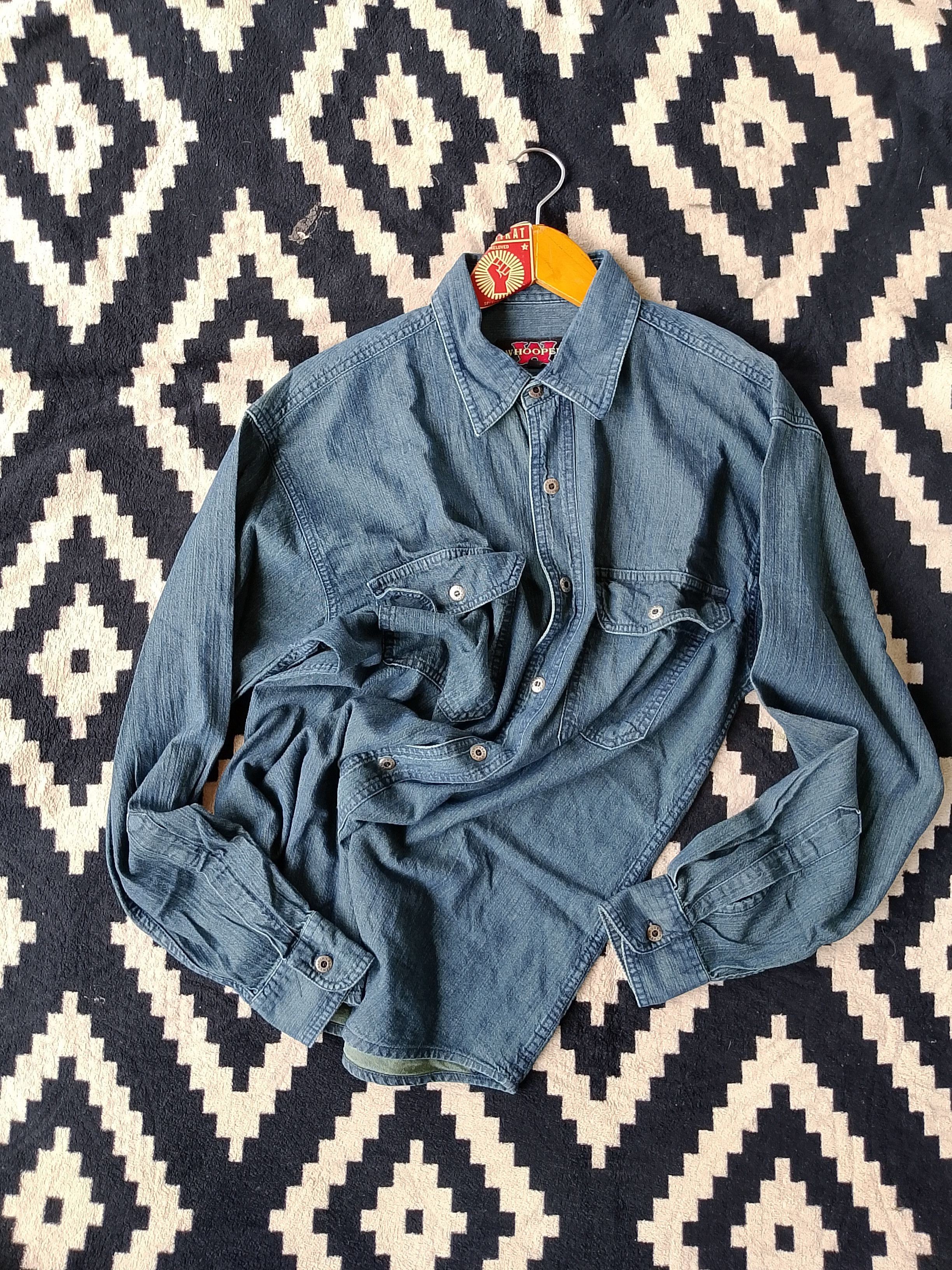 Other Whooper Distressed Indigo Denim Patched Utility Shirt Size US M / EU 48-50 / 2 - 2 Thumbnail