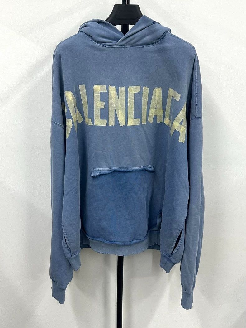 Balenciaga Balenciaga 23SS Smog Blue Tape TAPE Masking Paper Hoodie 25 Size US XL / EU 56 / 4 - 1 Thumbnail