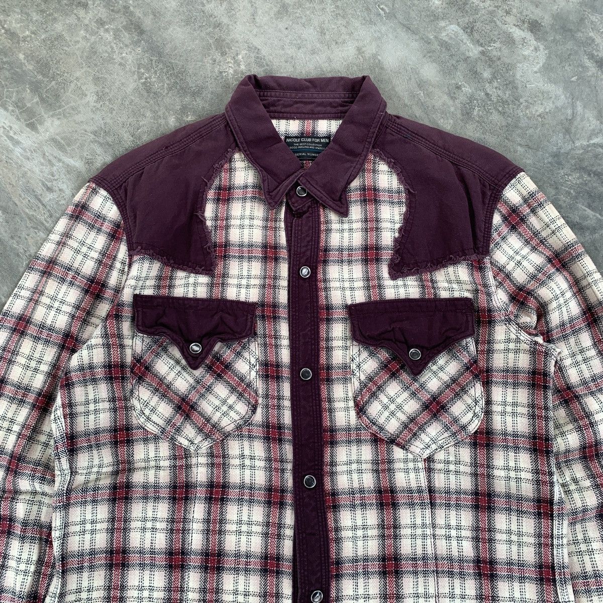 Japanese Brand 2000’s Nicole CFM Western Plaid Flanel Shirt Size US M / EU 48-50 / 2 - 2 Thumbnail