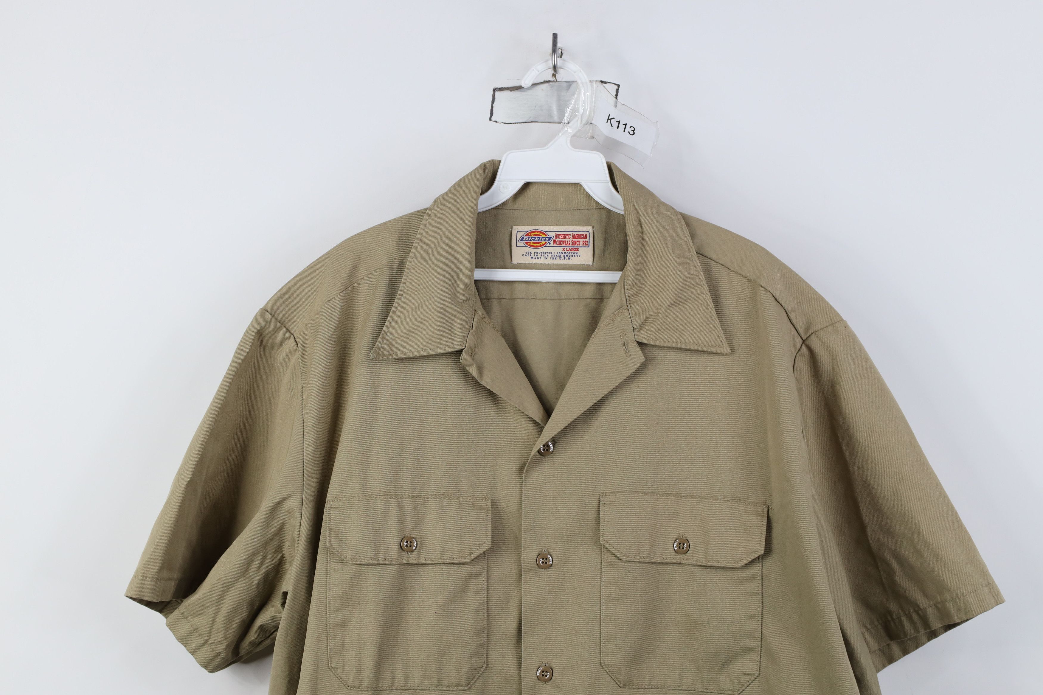 Dickies Vintage 90s Dickies Mechanic Button Shirt Khaki Brown USA Size US XL / EU 56 / 4 - 2 Thumbnail