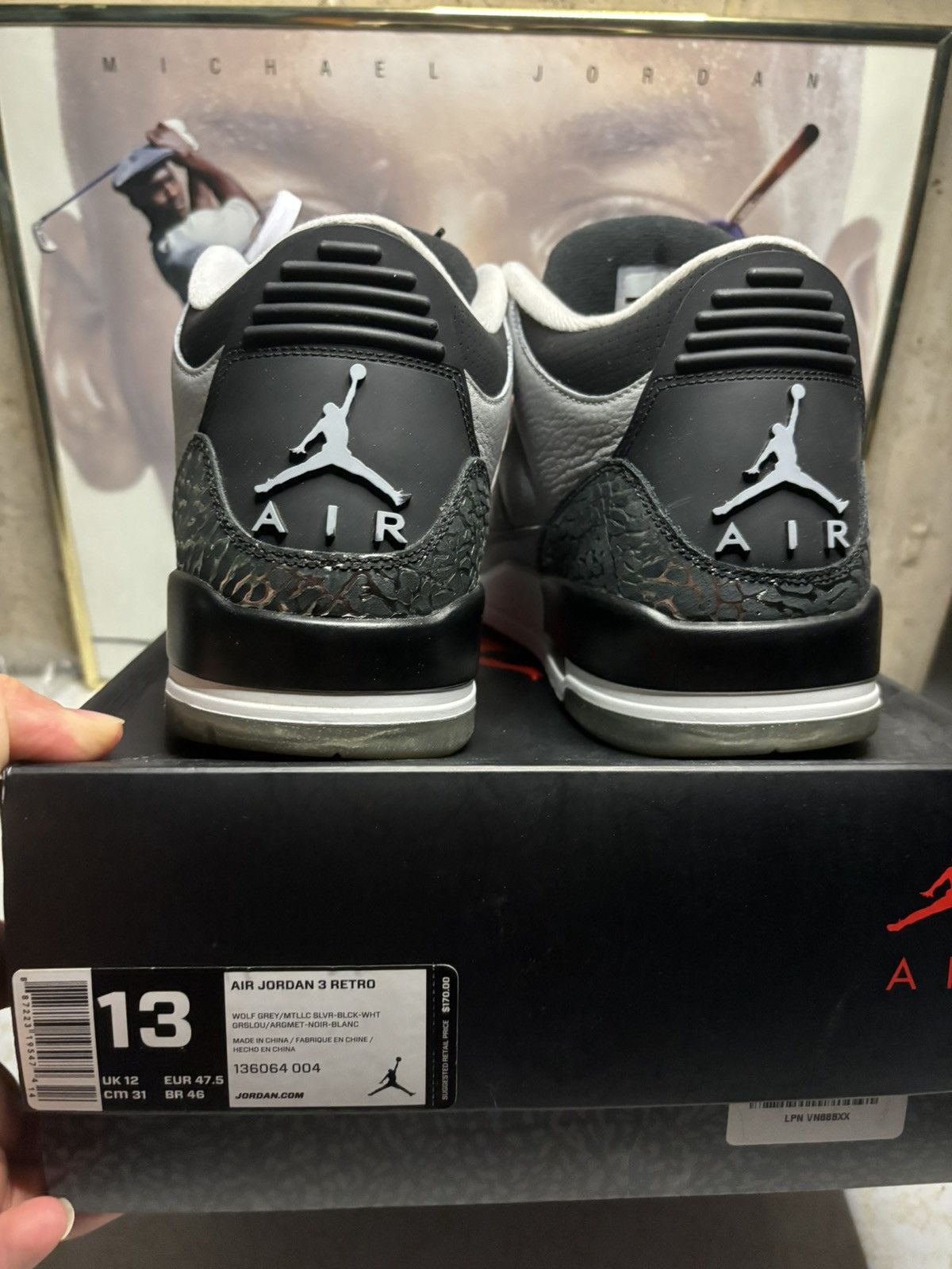 Jordan Brand Air Jordan 3 Retro Wolf Grey 2014 Size US 13 / EU 46 - 7 Thumbnail