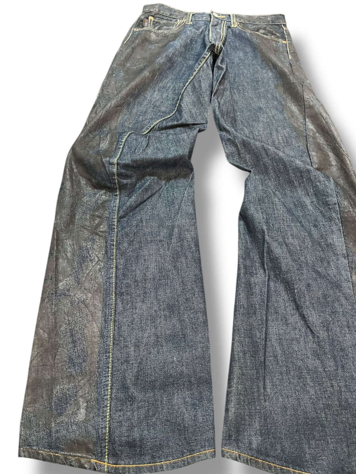 Who Decides War Vintage YNJS Two Tones Curvy Leg Embroidery Denim Size US 30 / EU 46 - 5 Thumbnail