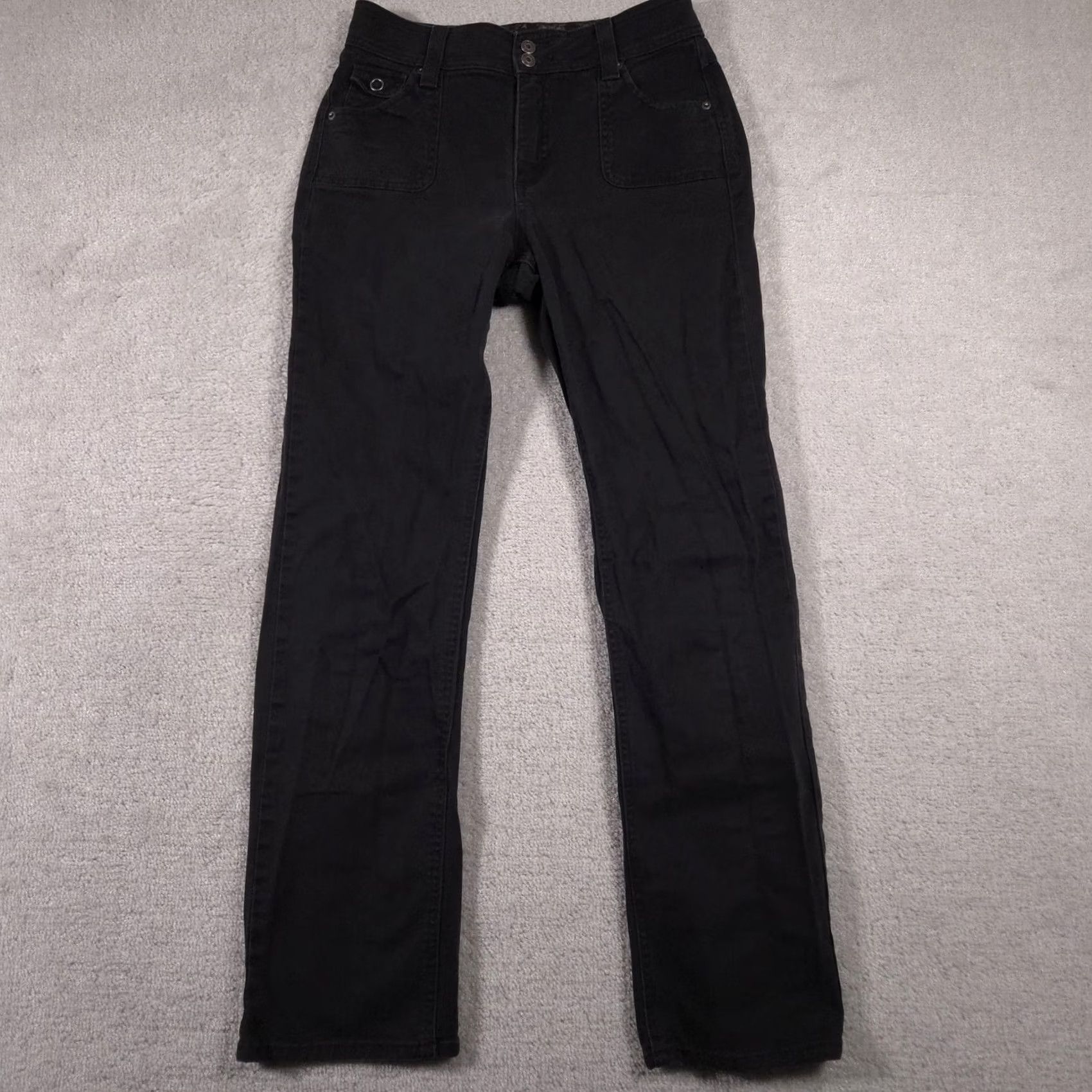 Vintage Riders Pants Womens 6 Black Stretch Comfort No Gap Waist Straight Leg Casual Size 28" / US 6 / IT 42 - 2 Thumbnail