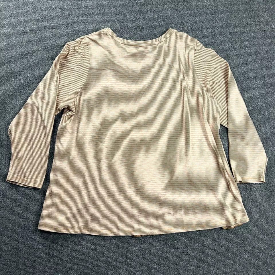 Other Soft Surroundings Top Womens 1X Beige Striped Long Sleeve Size ONE SIZE - 4 Thumbnail