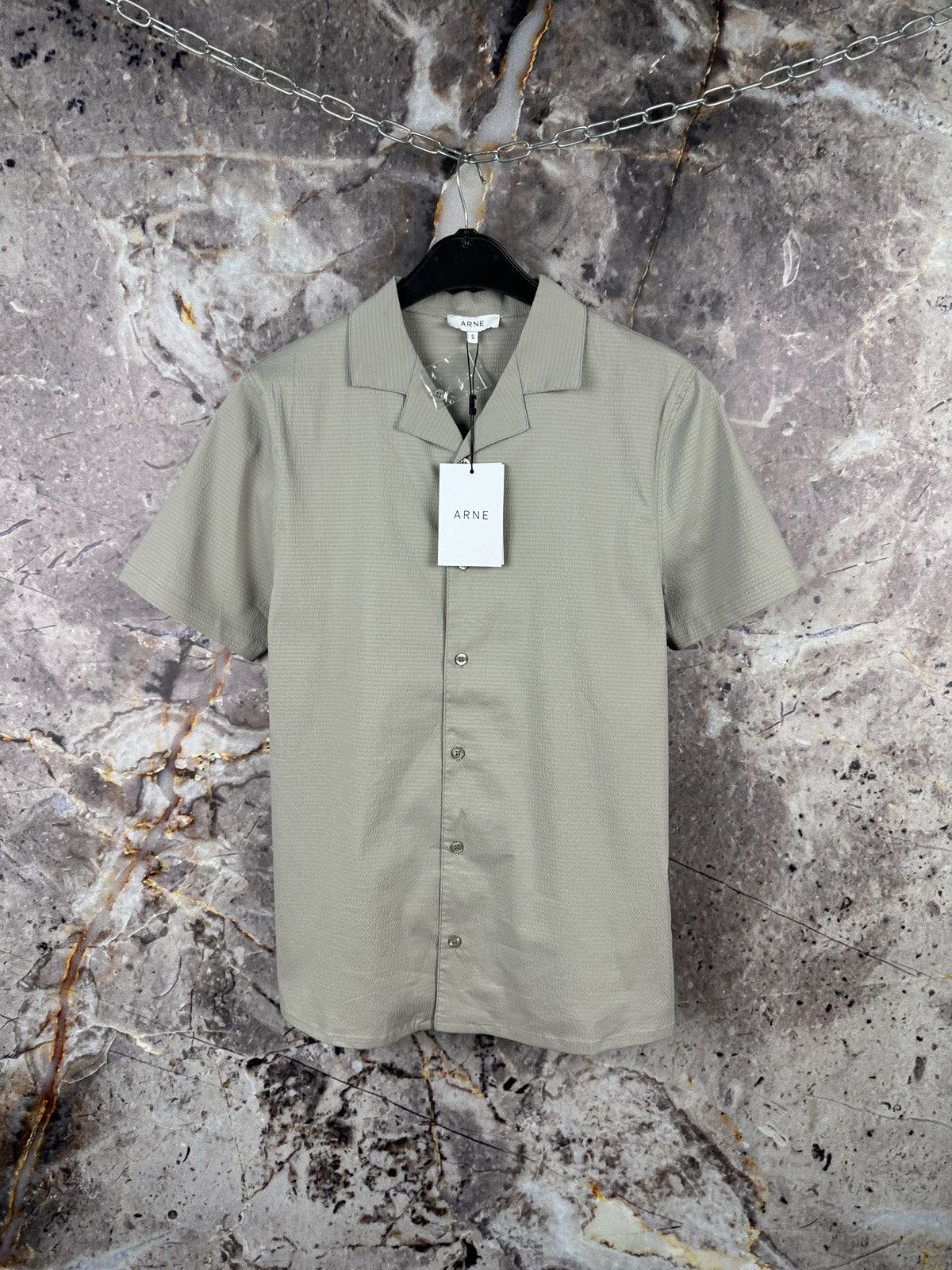 Other ARNE Men’s Textured Short Sleeve Button Shirt Beige Size US S / EU 44-46 / 1 - 1 Thumbnail