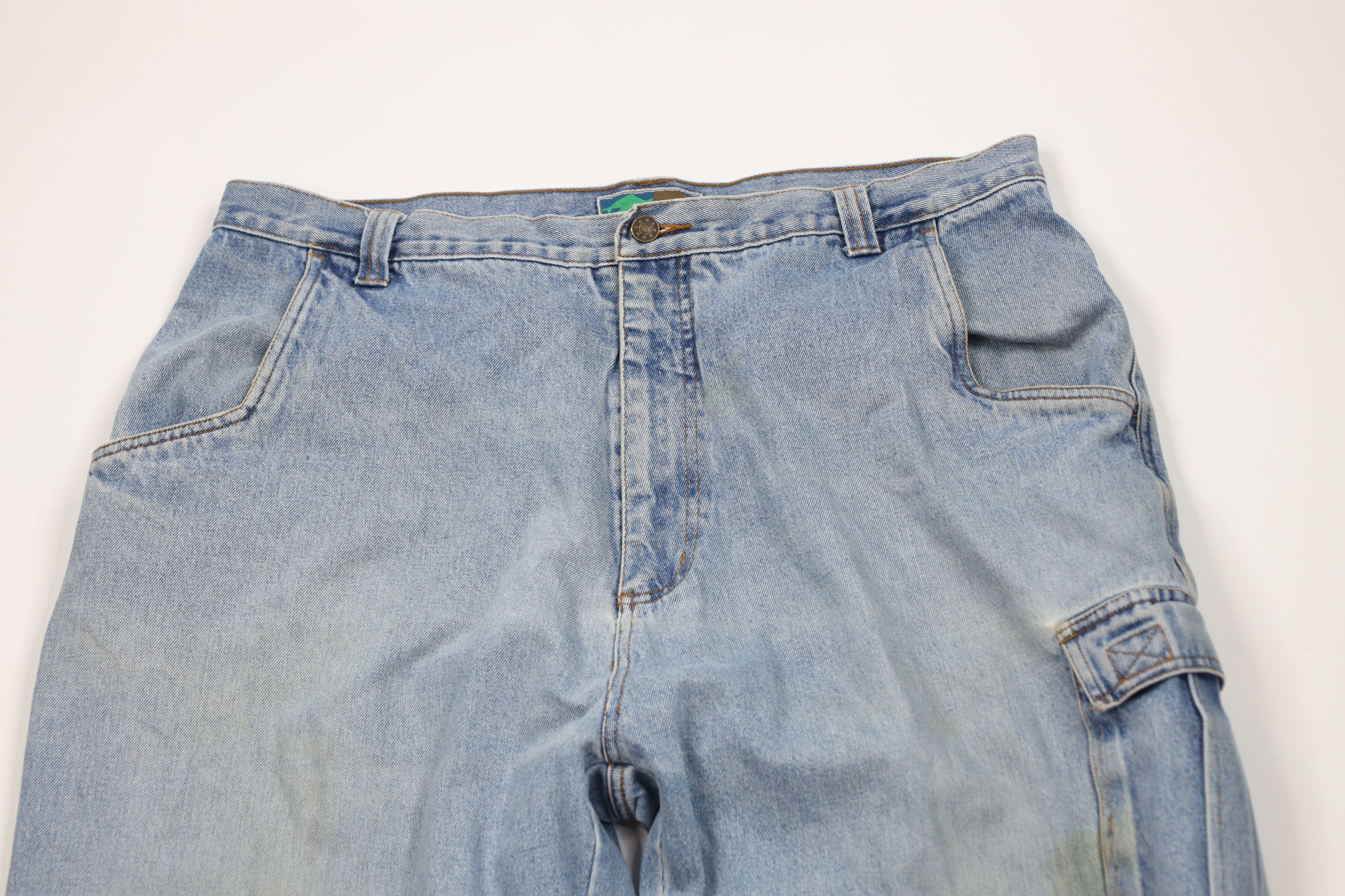 Vintage Vintage 90s Y2K Streetwear Baggy Wide Leg Cargo Jeans Blue Size US 38 / EU 54 - 2 Thumbnail