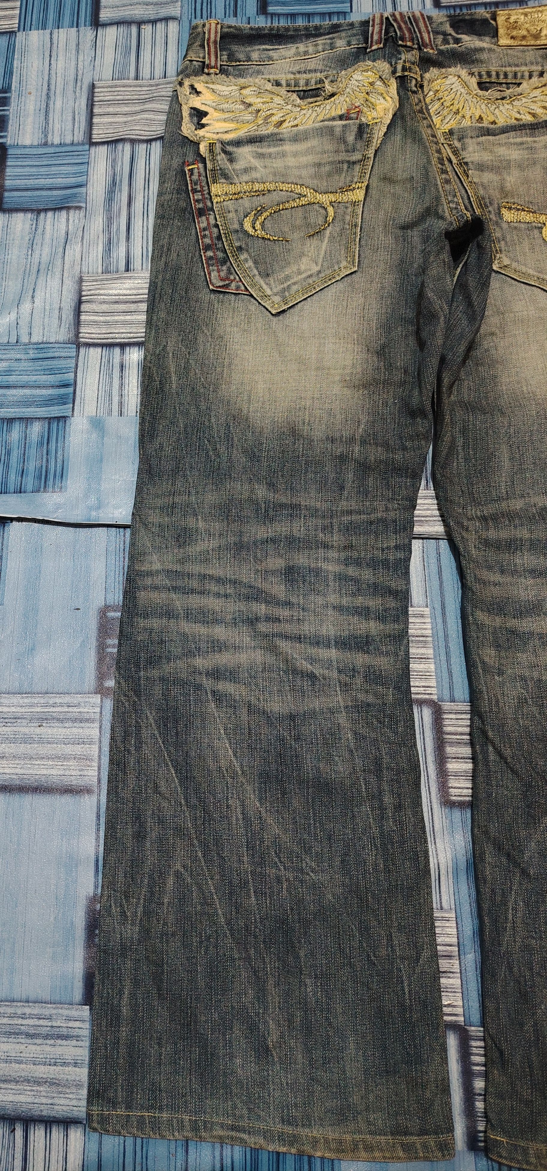 Japanese Red Pepper Flared Jeans Distressed Denim