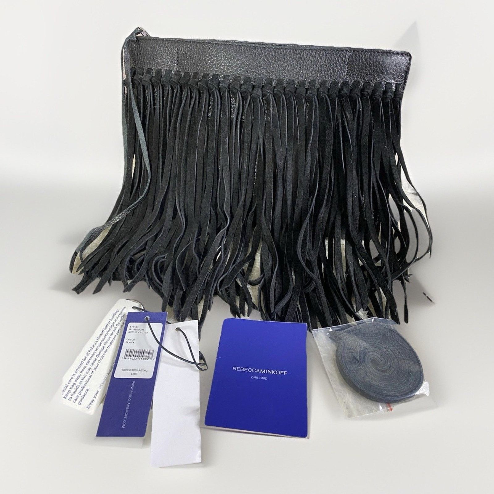 Rebecca Minkoff Rebecca Minkoff Leather Stevie Clutch Suede Fringe BK - NWT Size ONE SIZE - 2 Thumbnail