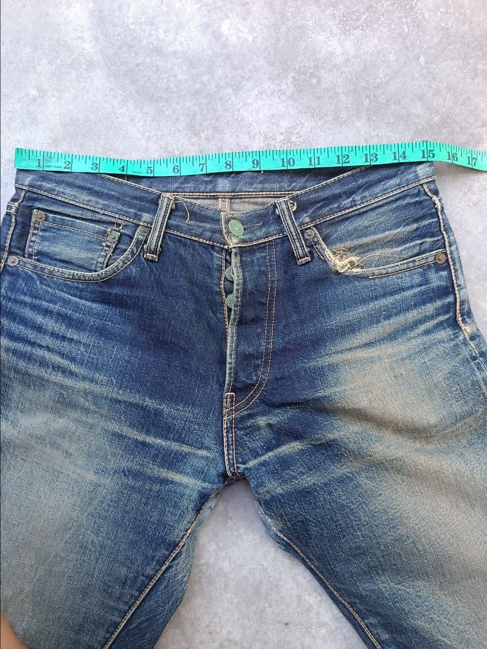 Japanese Brand Burgus plus nice distressed slevege jeans made in Japan Size US 29 - 12 Thumbnail