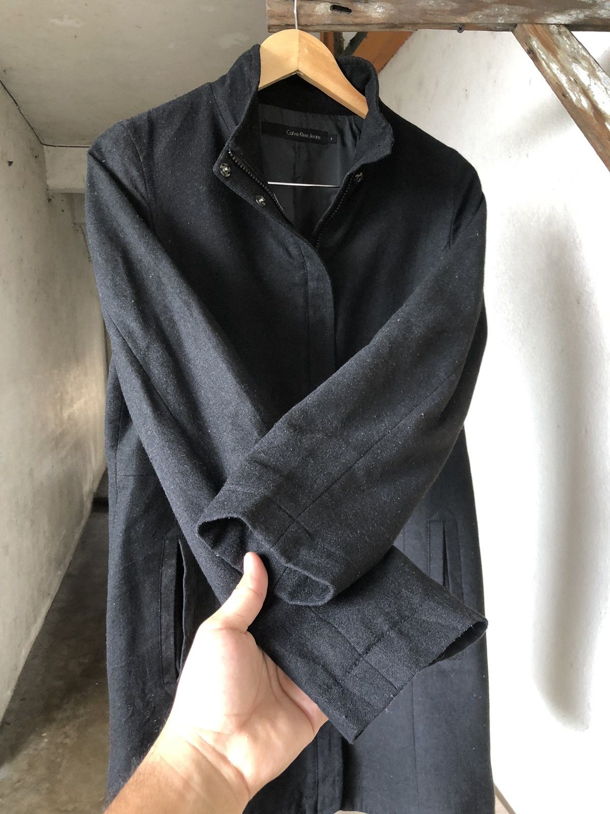 Calvin Klein Nice❗️Calvin Klein Jeans Wool Blend Long Coat Size L / US 10 / IT 46 - 13 Thumbnail