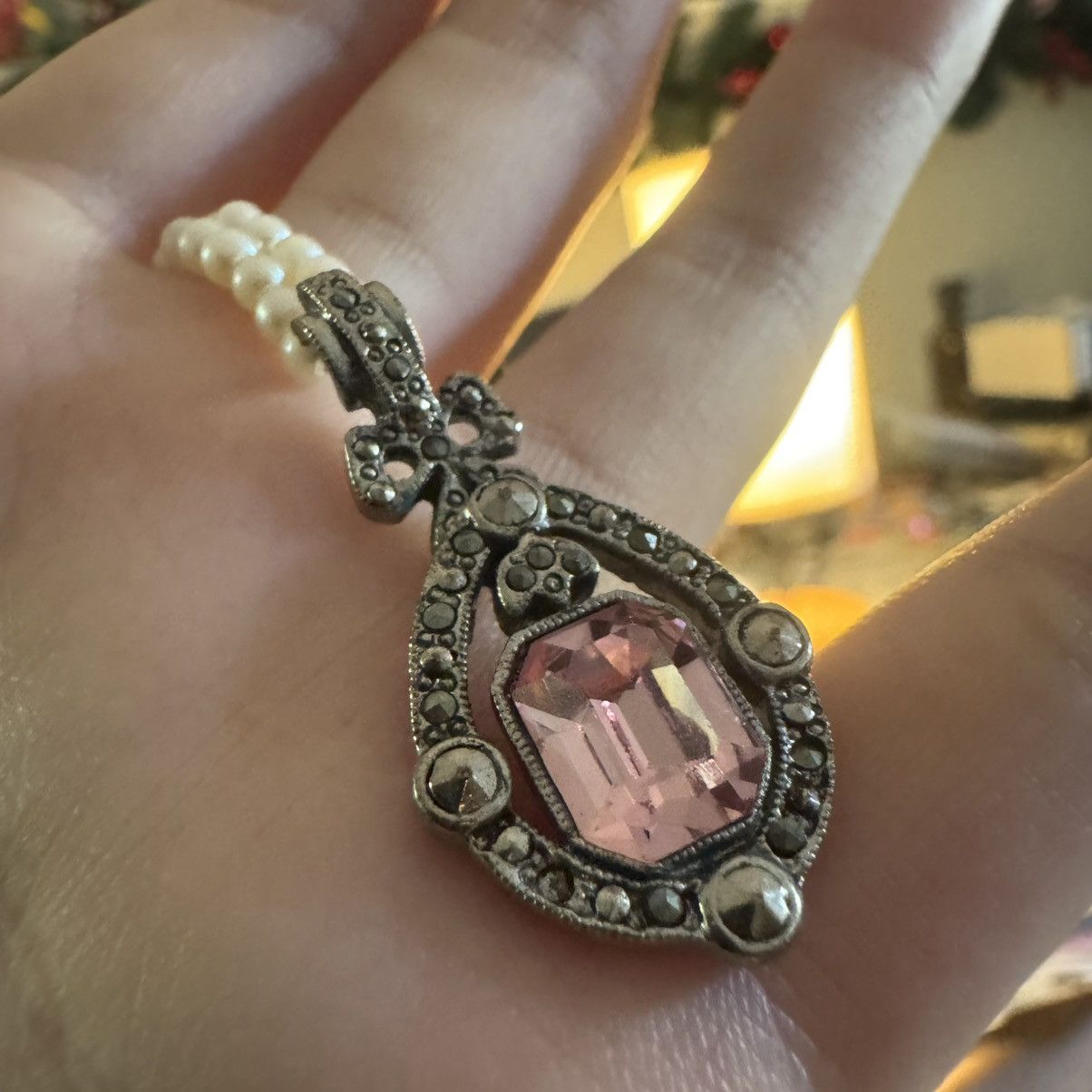 Vintage Dainty pink crystal necklace #fairycore 1928 Jewelry Size ONE SIZE - 1 Thumbnail