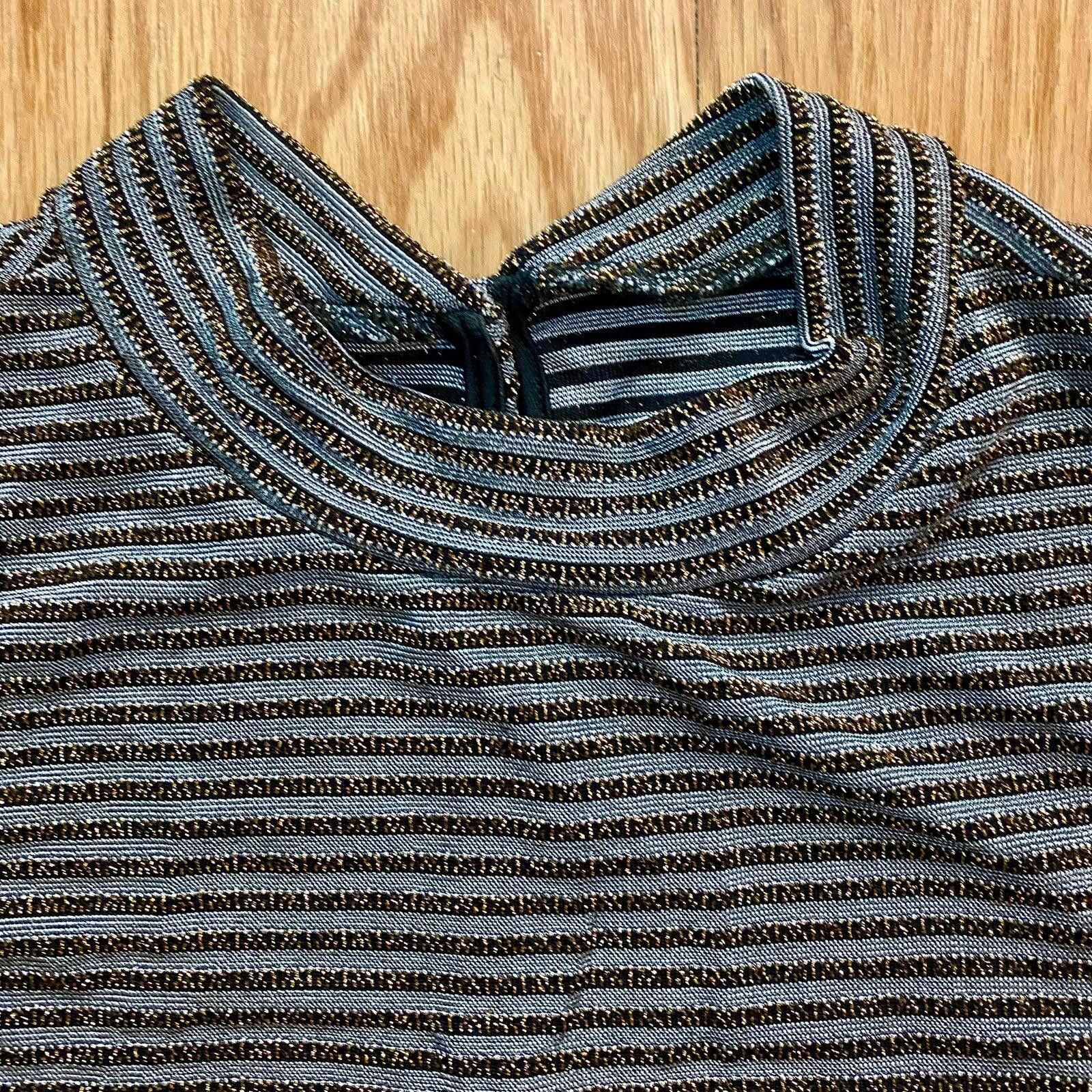Everlane Everly Gold Metallic Stripe Mini Shift Dress Womens Small Size S / US 4 / IT 40 - 4 Thumbnail