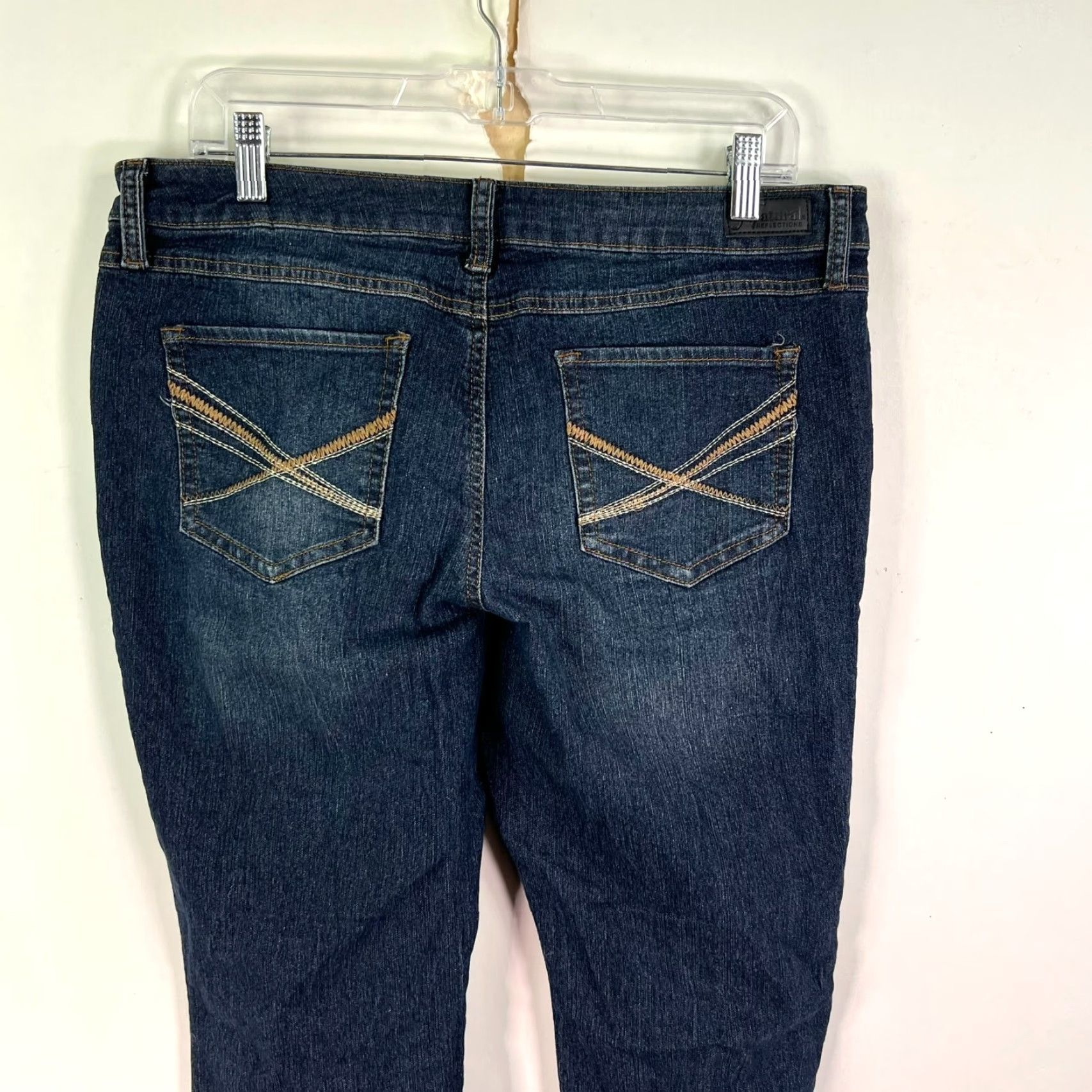 Vintage Natural Reflections Jeans Blue Denim Size 12 36X33 Regular Women Straight Leg Dark Embroidered Pockets Zipper Button Size 34" / US 12 / IT 48 - 5 Thumbnail